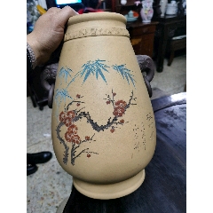 名家紫砂花盆石平精刻和陈建强精制