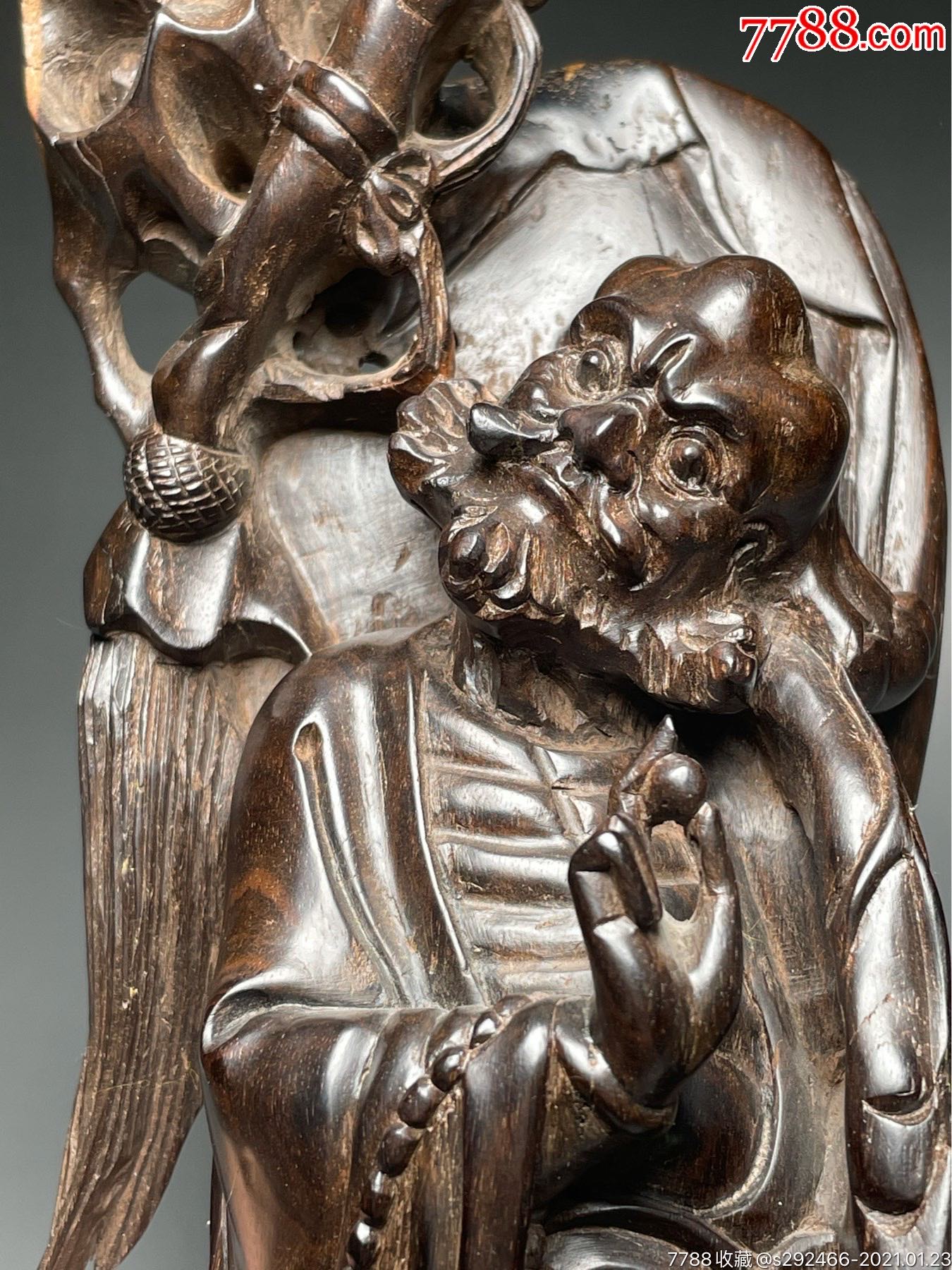 【惠让】紫檀雕达摩摆件-木雕摆件-7788木艺