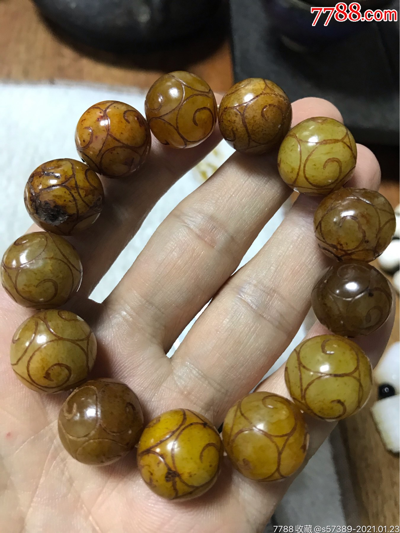 汉代和田白玉手串