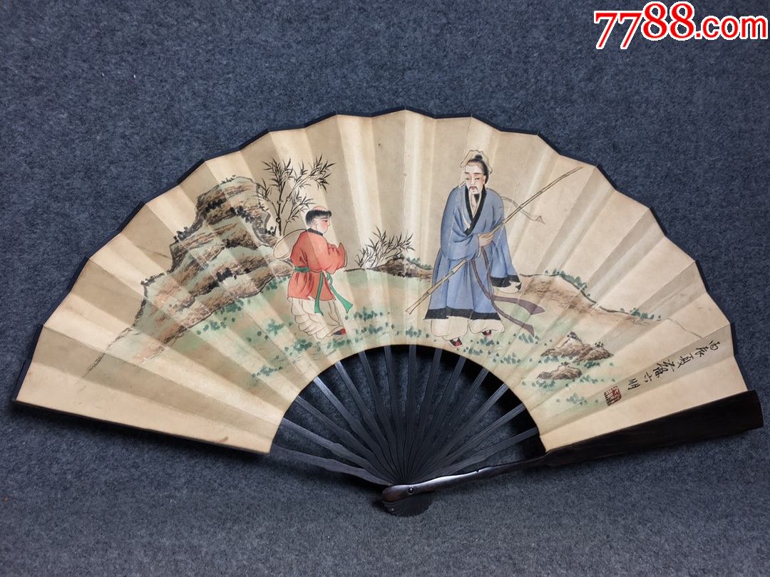 檀木手绘人物折扇