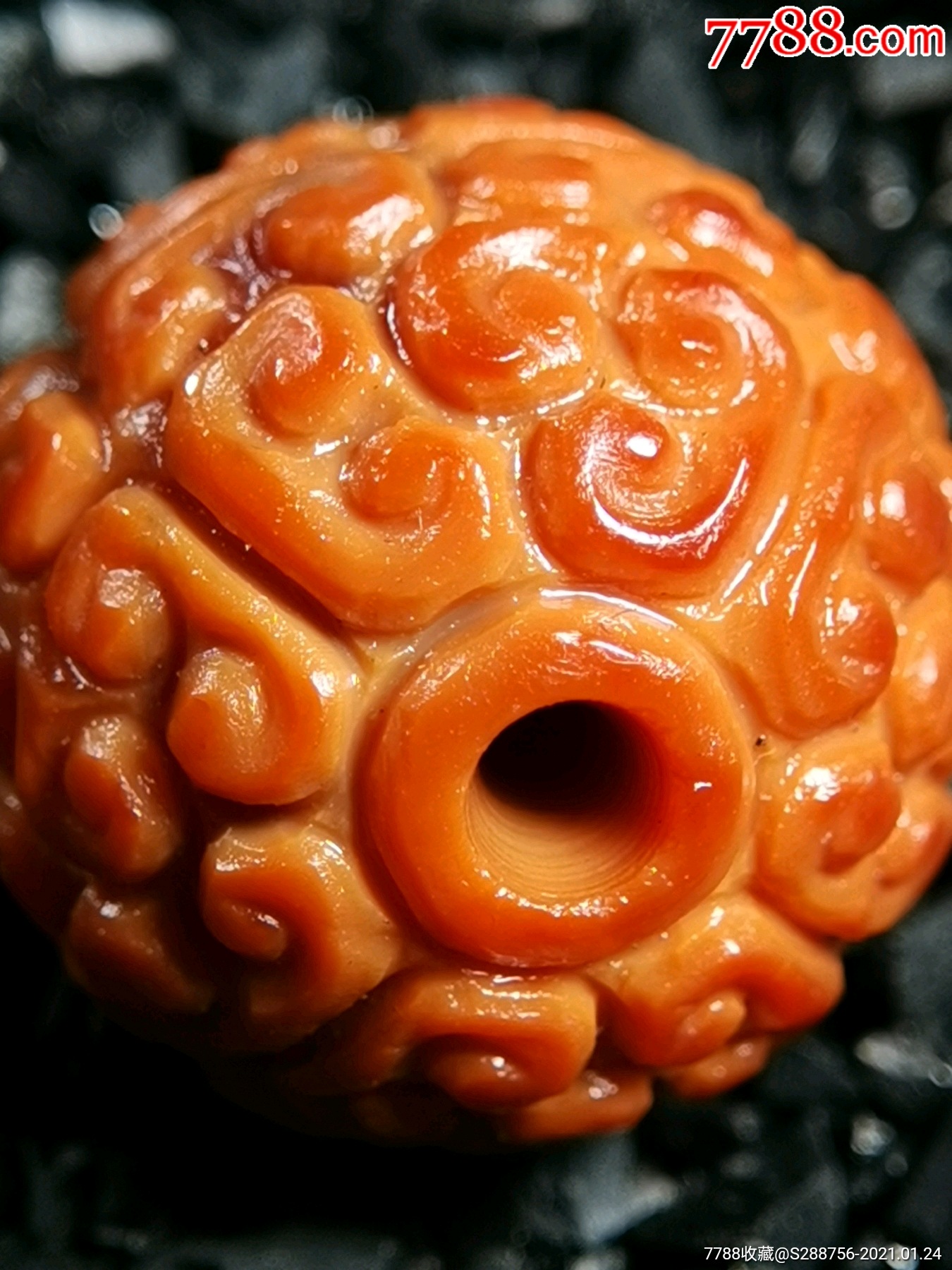 南红老玛瑙单珠云纹珠