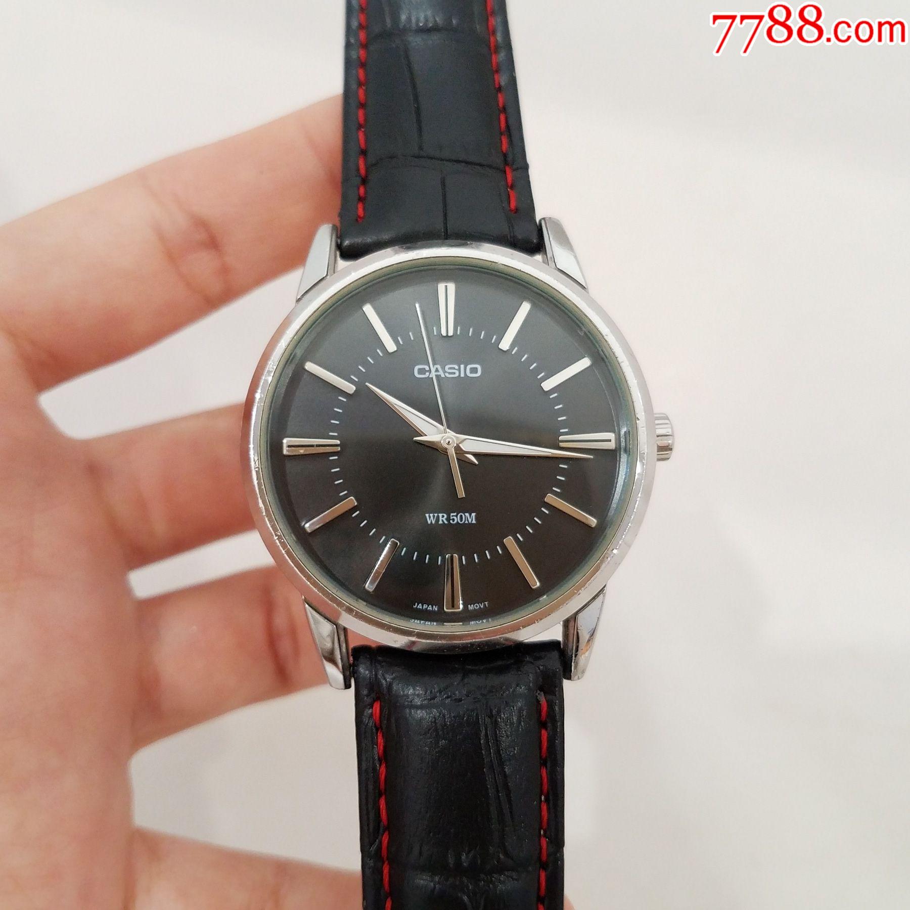 日本卡西欧电子男表【独特拉丝纹黑盘】【走时正常】-手表/腕表-7788