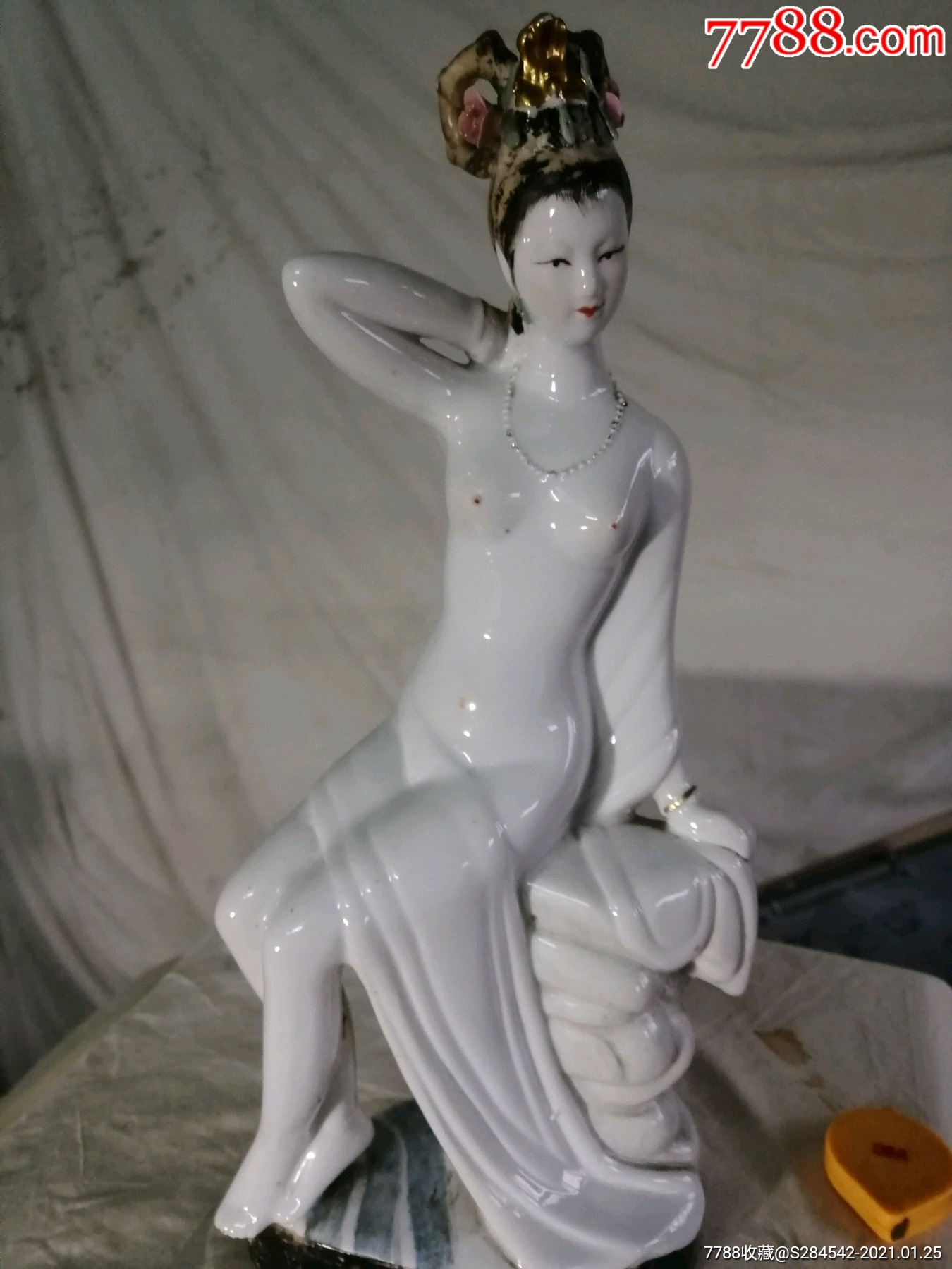 贵妃出浴老瓷塑_雕塑瓷/瓷雕_收藏价格_鉴定交易_7788瓷器网