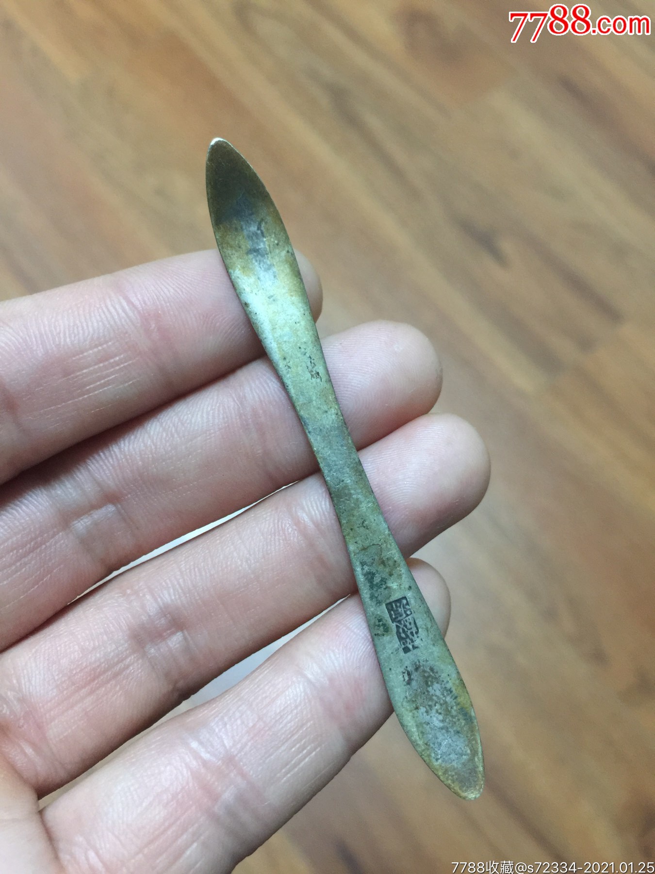 民国苏工烧蓝银双尖簪子如皋盛源款