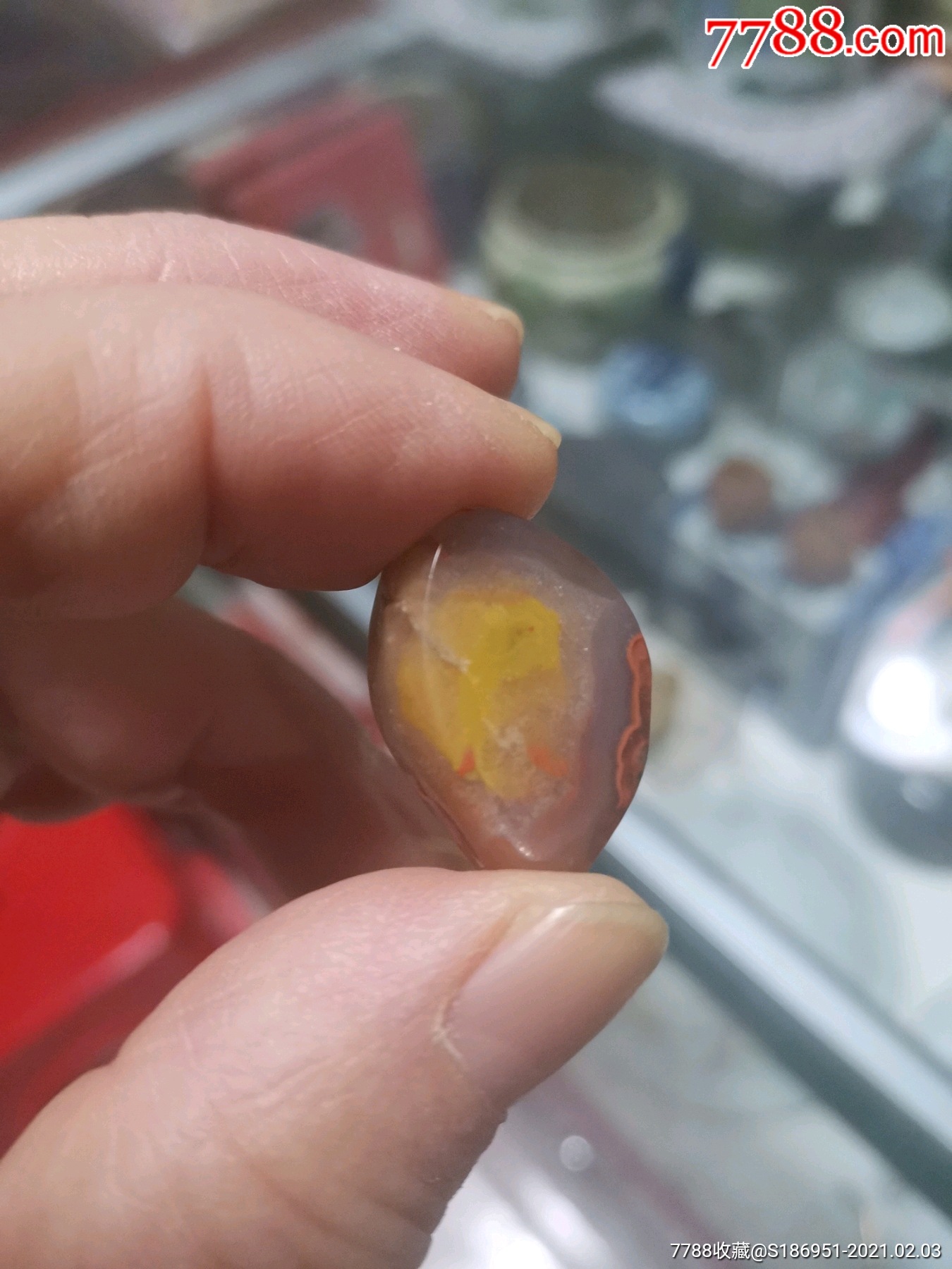 北票料带鸡油黄的战国红马脑半成品