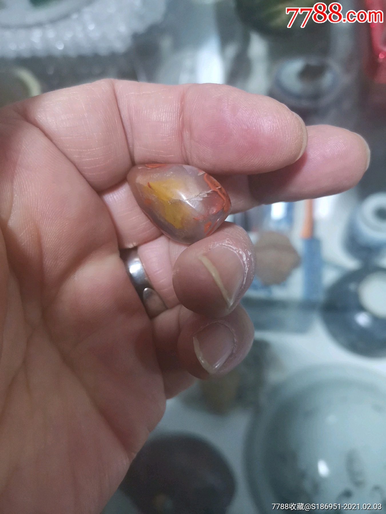 北票料带鸡油黄的战国红马脑半成品