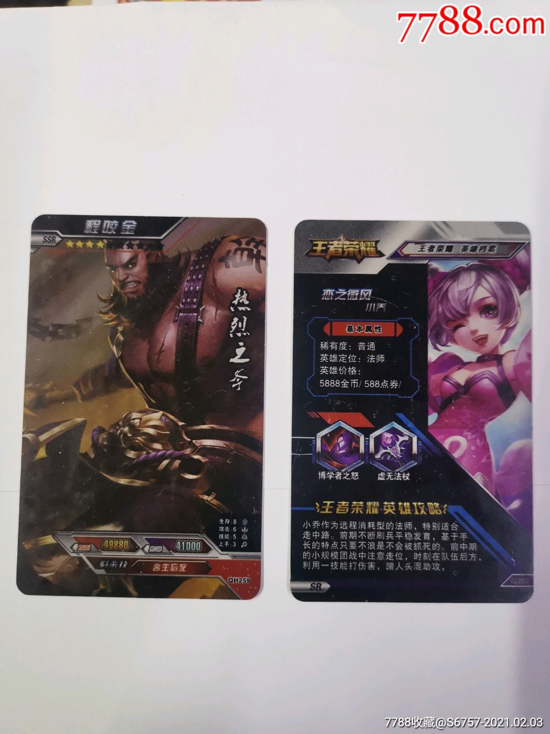 王者荣耀英雄档案卡二张合拍