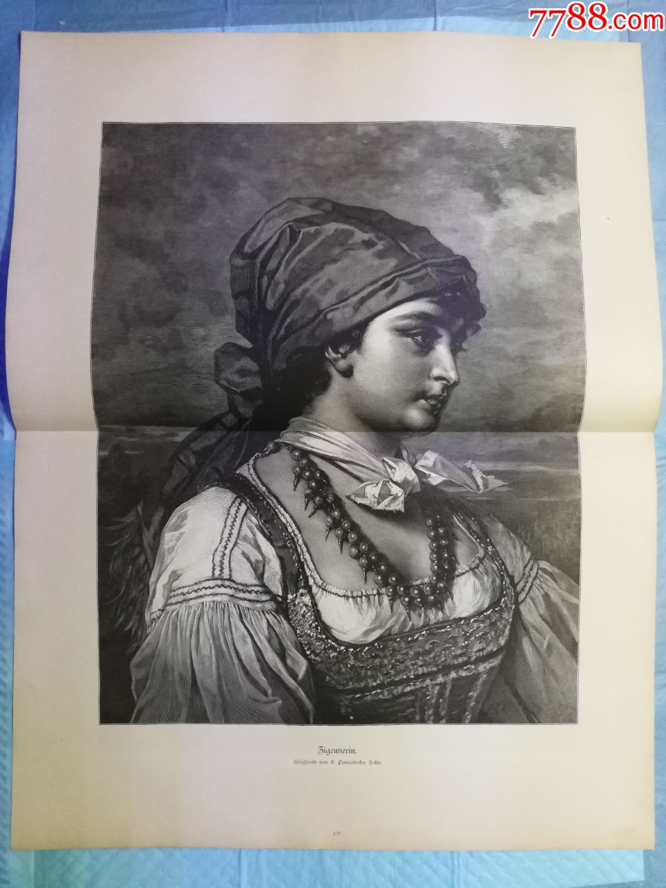 经典名画1880年木版画《吉普赛女郎》41*53.5厘米