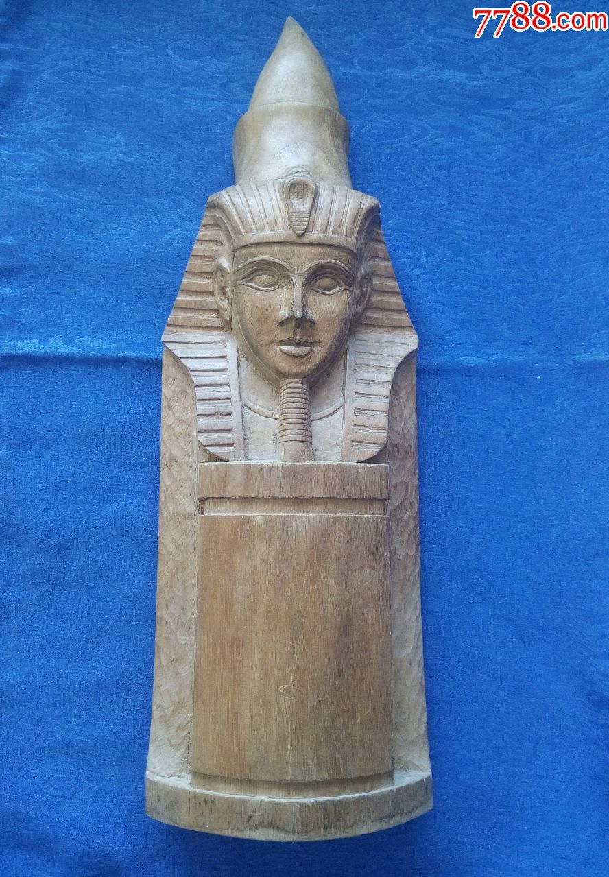 90年代手工雕刻楠木木雕埃及法老摆件【中西结合推陈出新借古开今】籍