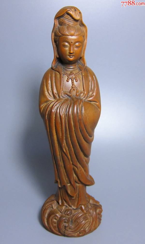 老黄杨木雕南海观音造像&摆件