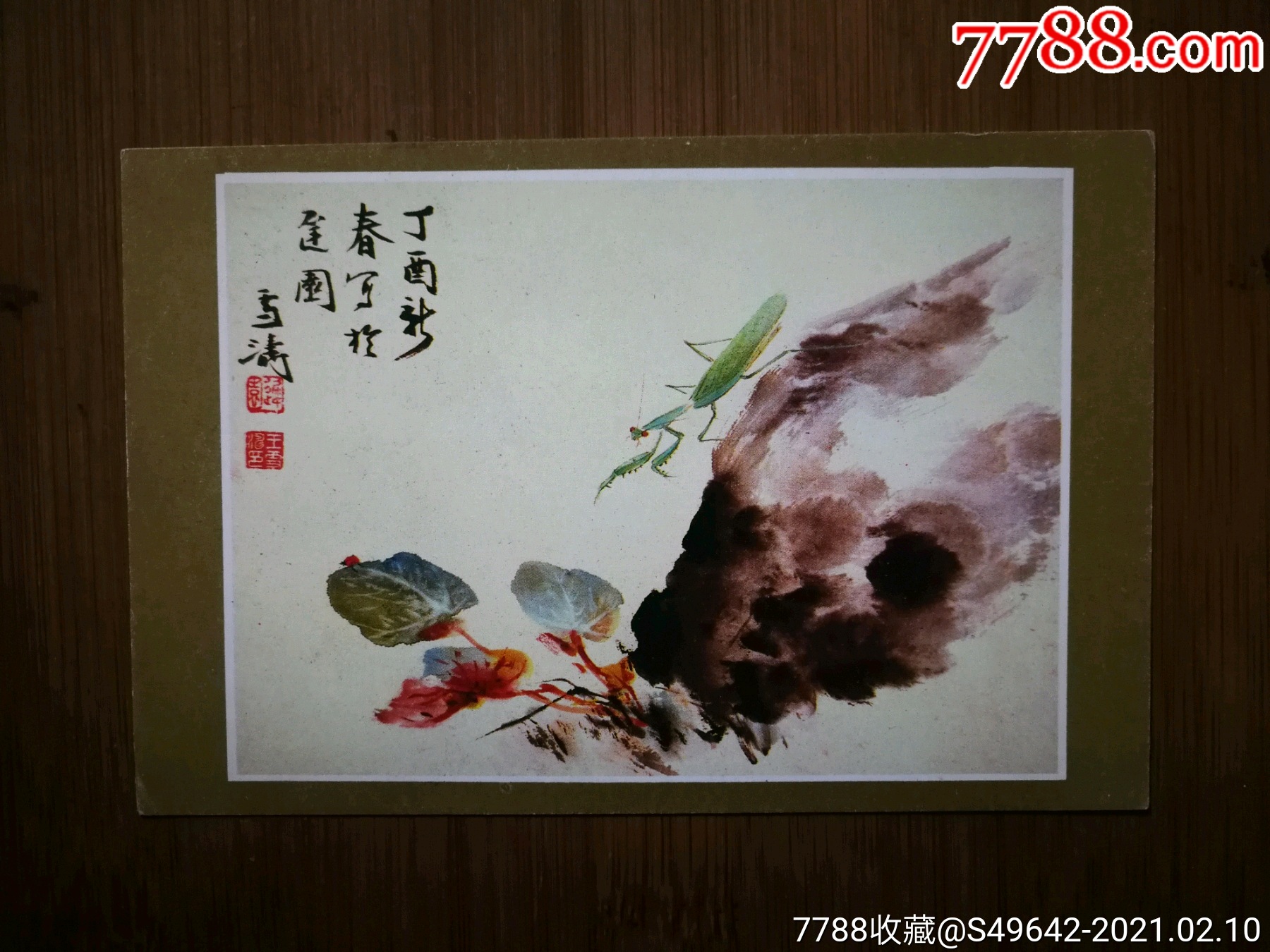 ●明信片:《王雪涛花鸟虫草画选》虎耳草【1987年荣宝斋版34开】!_明