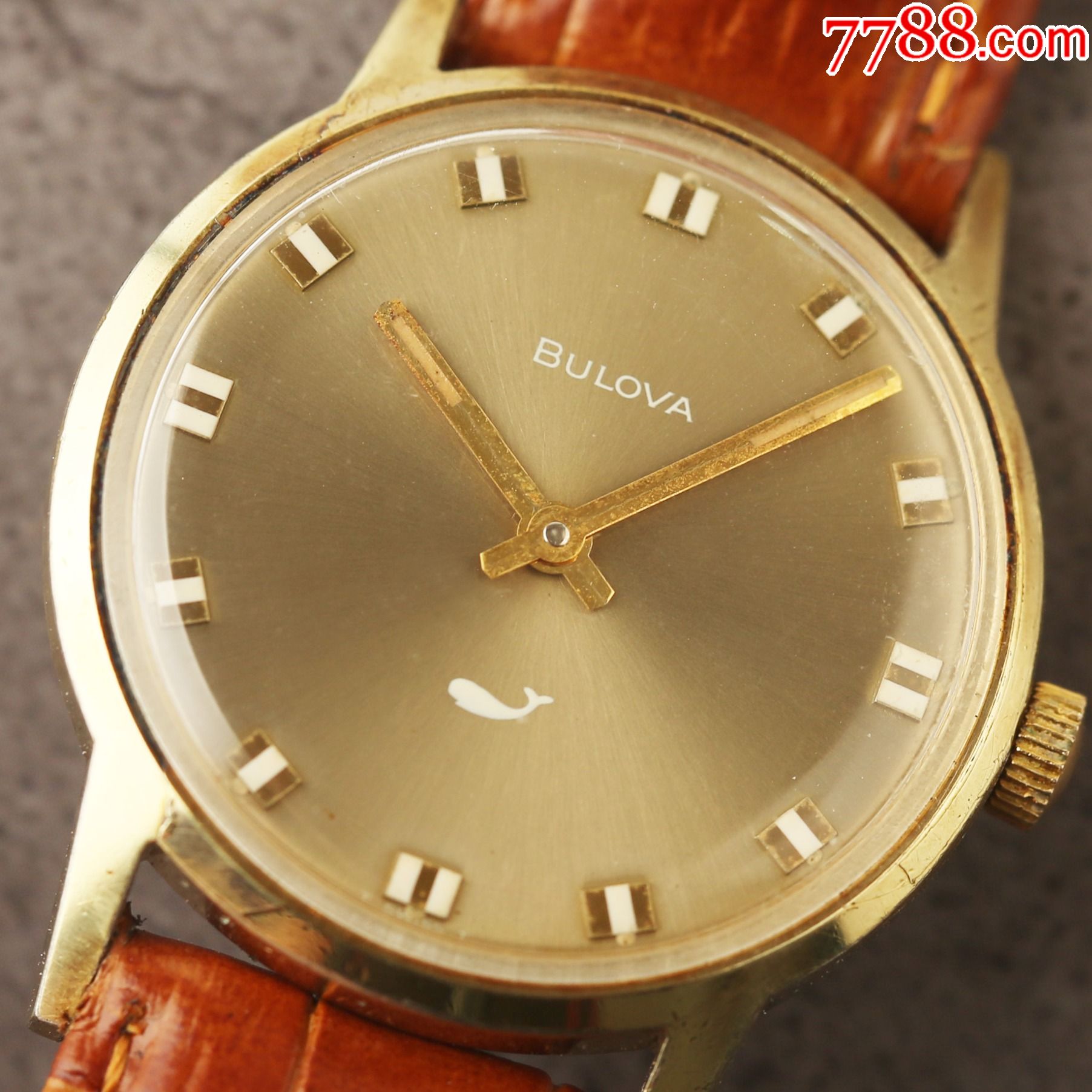 美国宝路华古董表经典鬼面早期鲸鱼标记咖啡色特殊盘高级收藏品