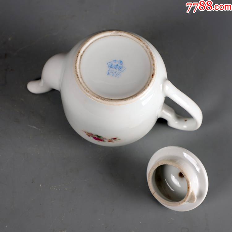 景德鎮老廠貨瓷器70年代花卉茶壺_彩繪瓷/彩瓷_第7張_7788茶具