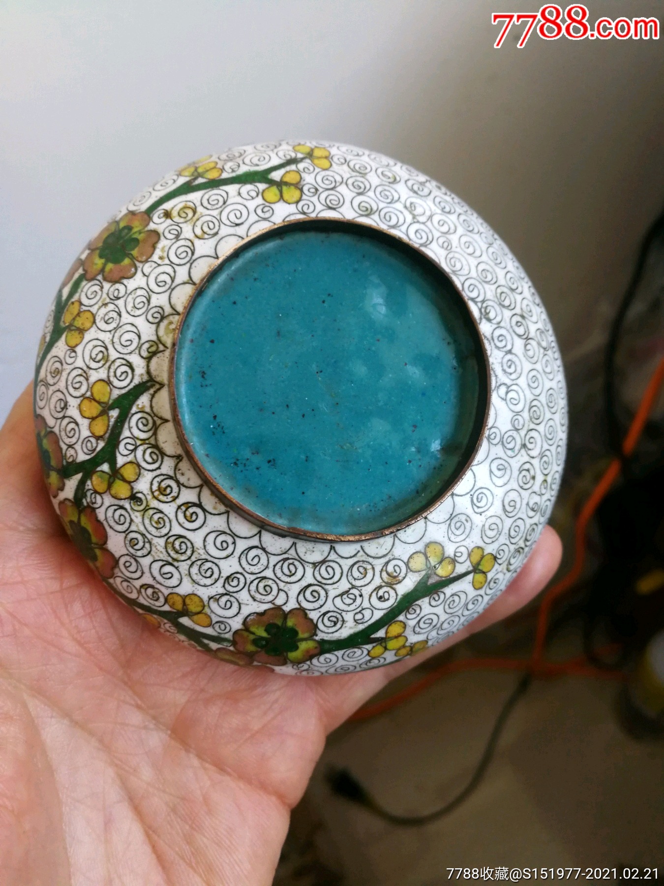 民国时期掐丝珐琅景泰蓝古董烟灰缸