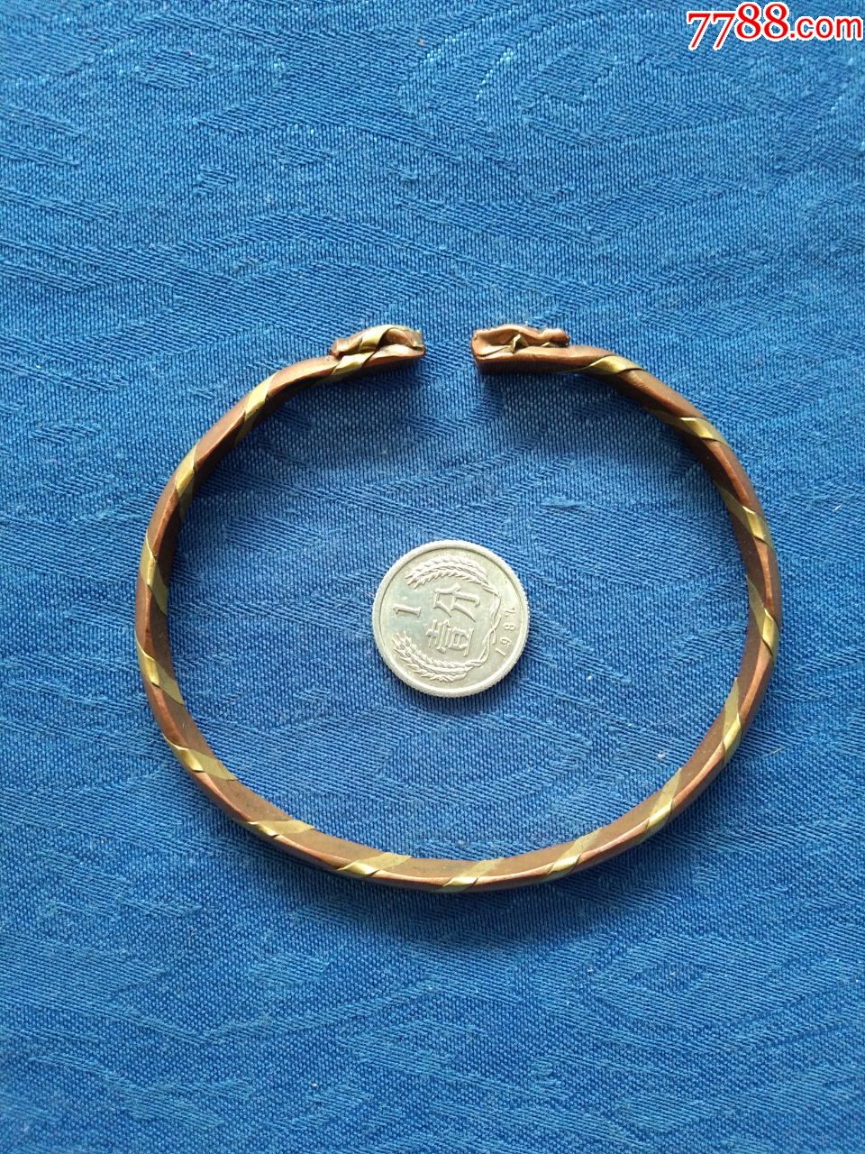 民国绞丝金带缠身龙头铜手镯【工艺精湛】心爱之物