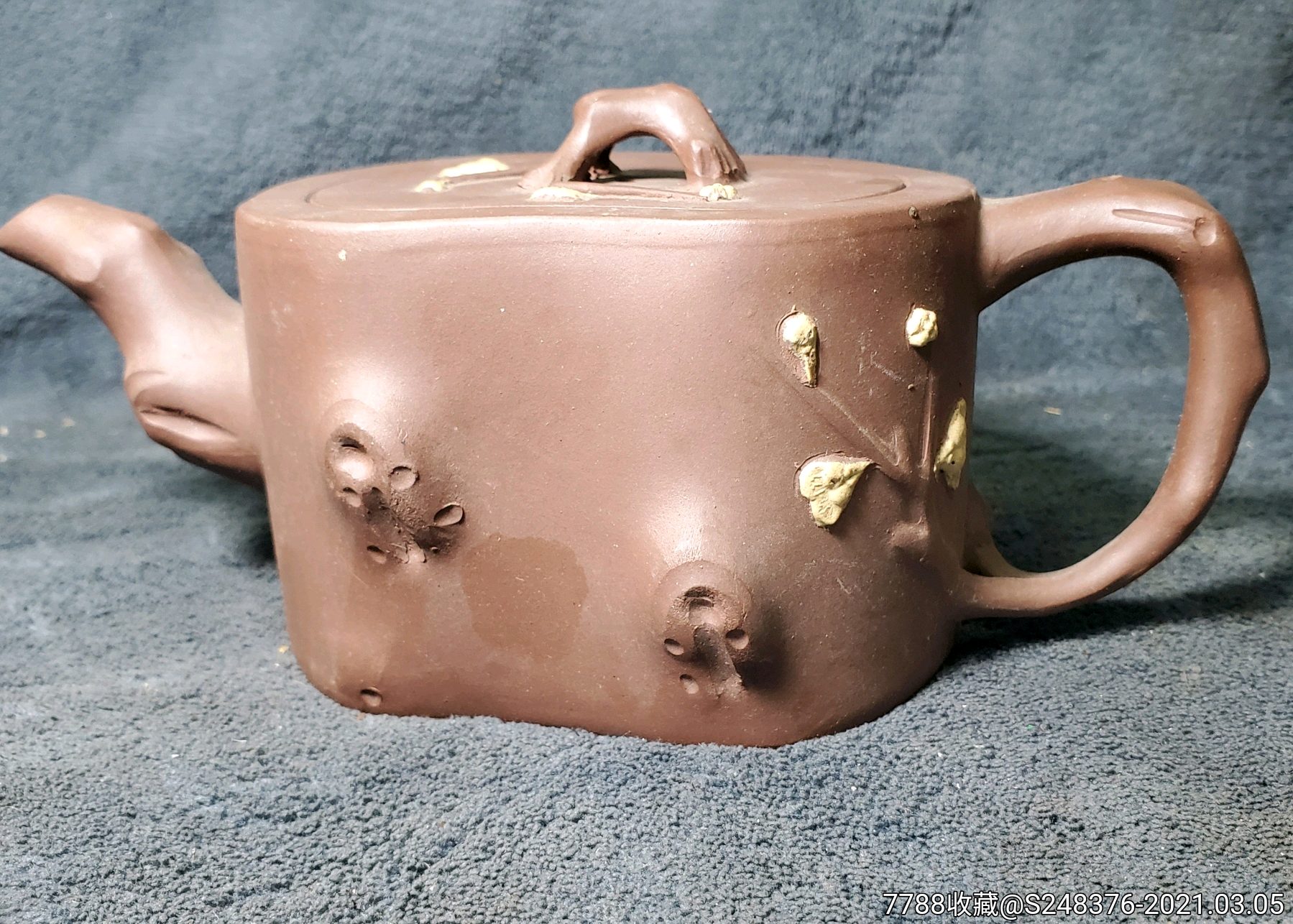 文革时期名家手工梅桩紫砂壶,未使用品相