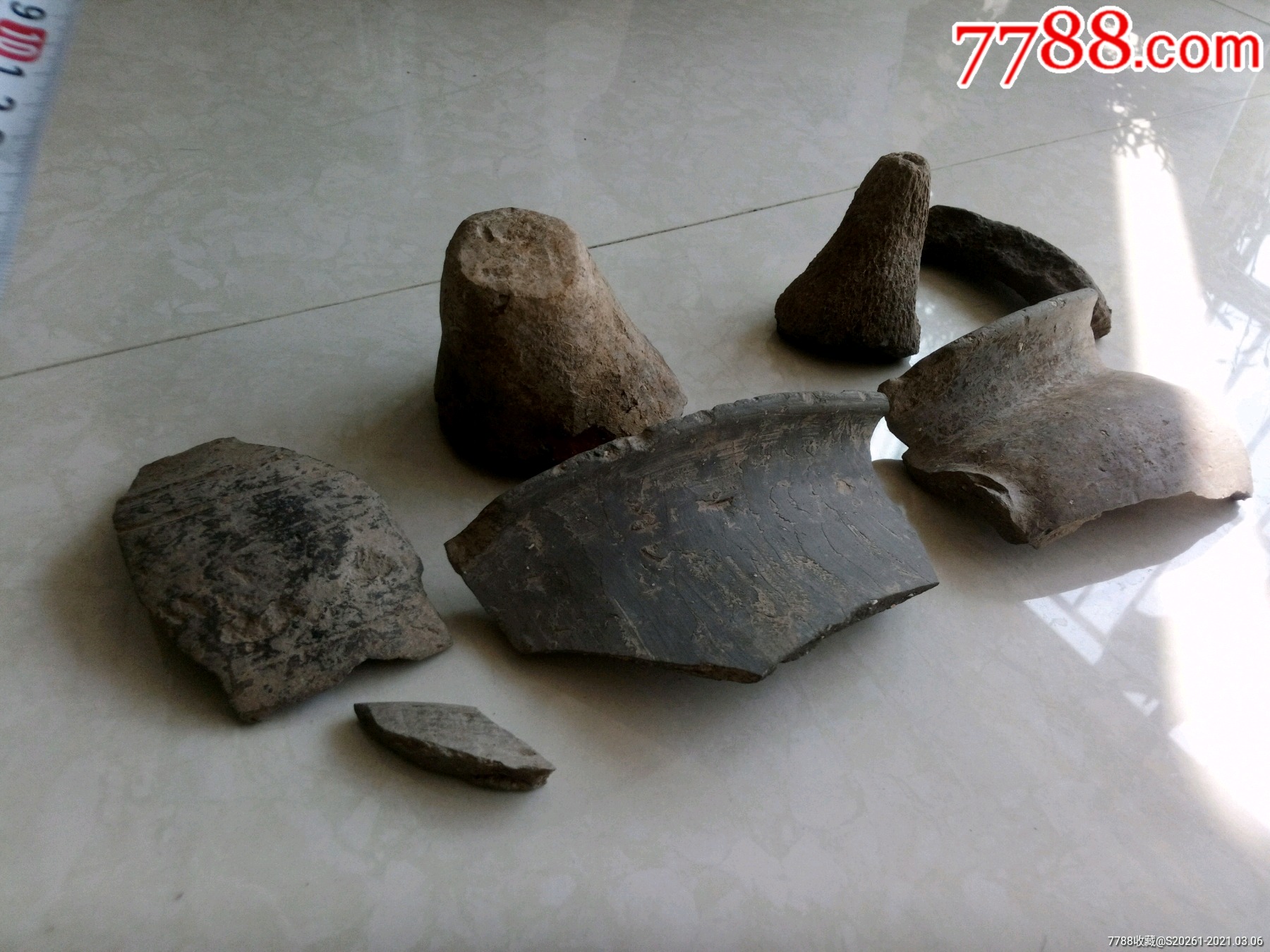 商周陶片陶鬲标本各种