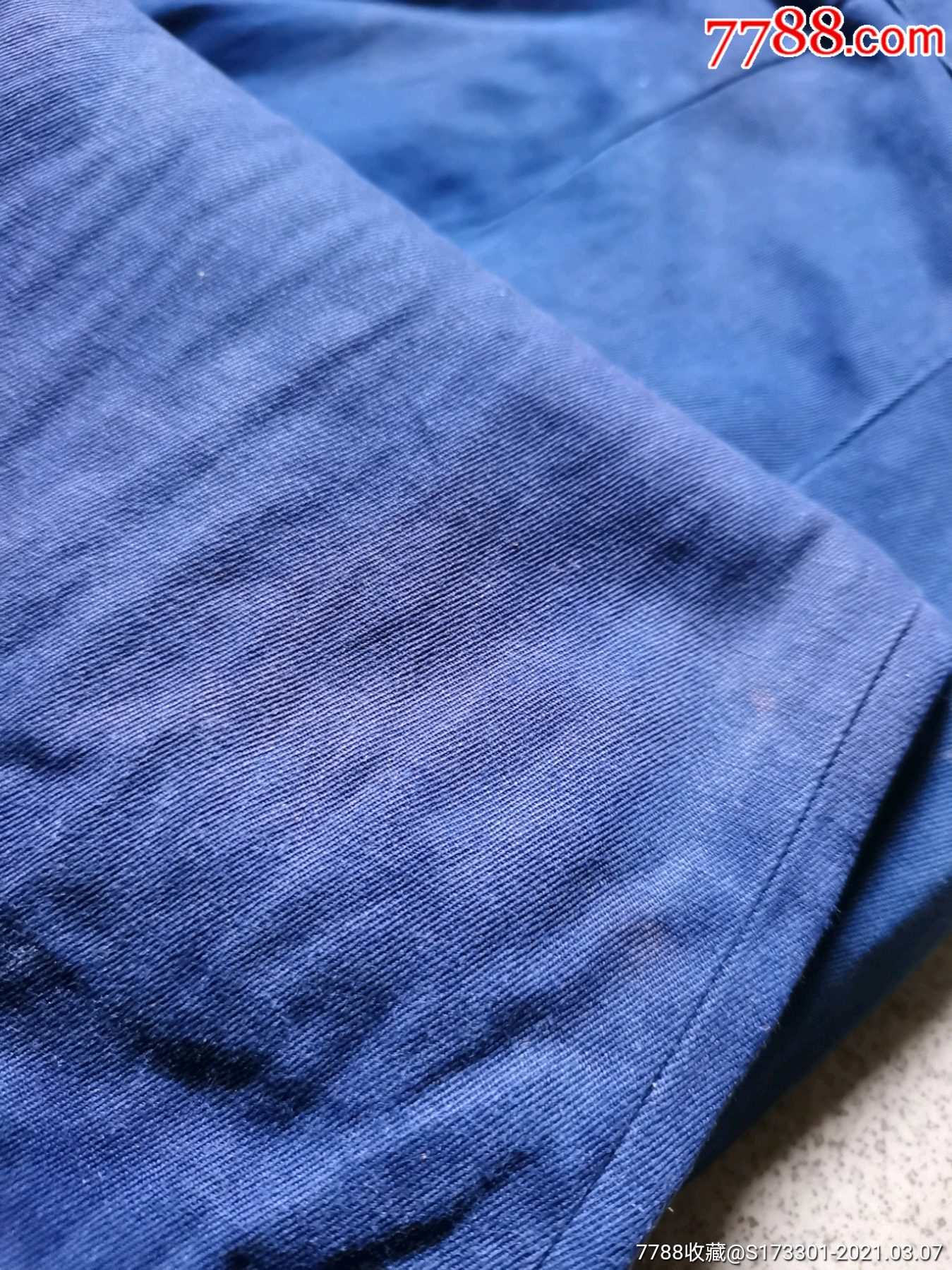 老蓝布裤子褪色