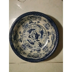 建兴发连年有余青花瓷盆