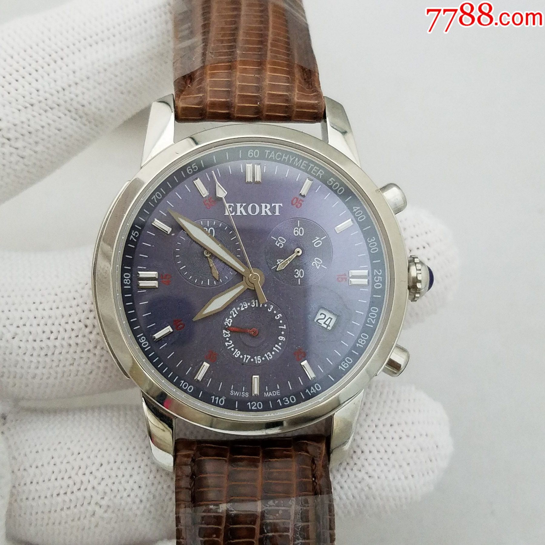 带吊牌】瑞士依卡特石英计时男表【瑞士进口机芯】_手表/腕表_配件