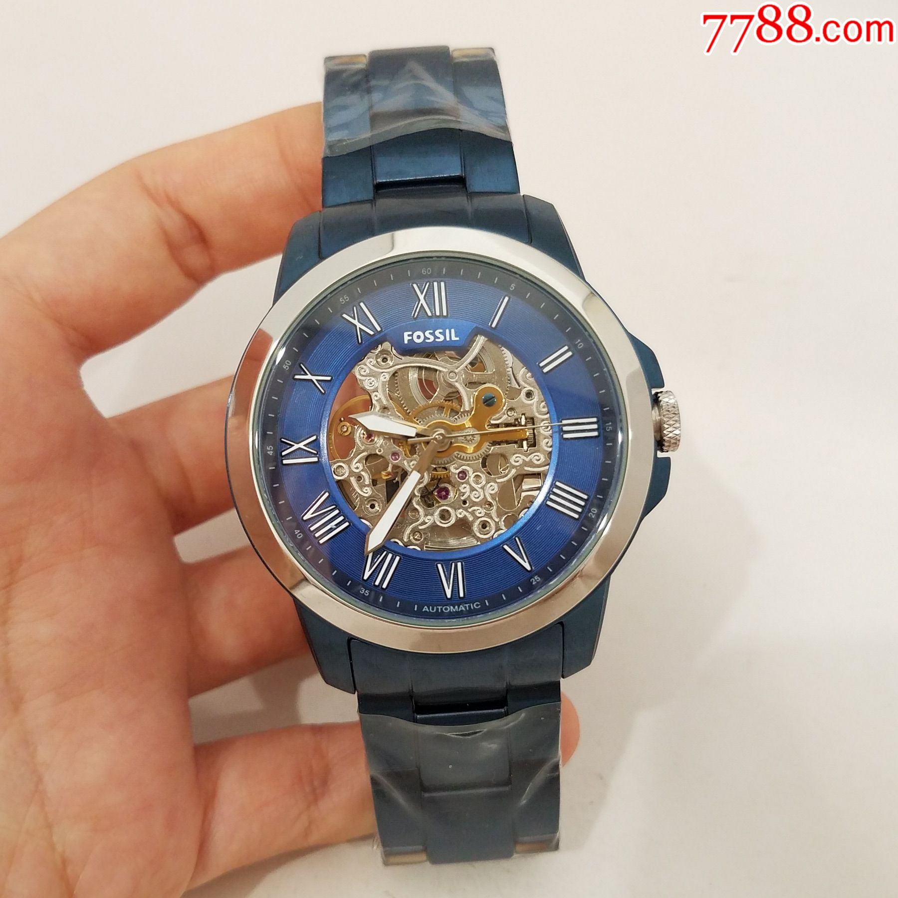 【全新,美品】【大号表径】化石fossil自动机械男表【漂亮雕花镂空