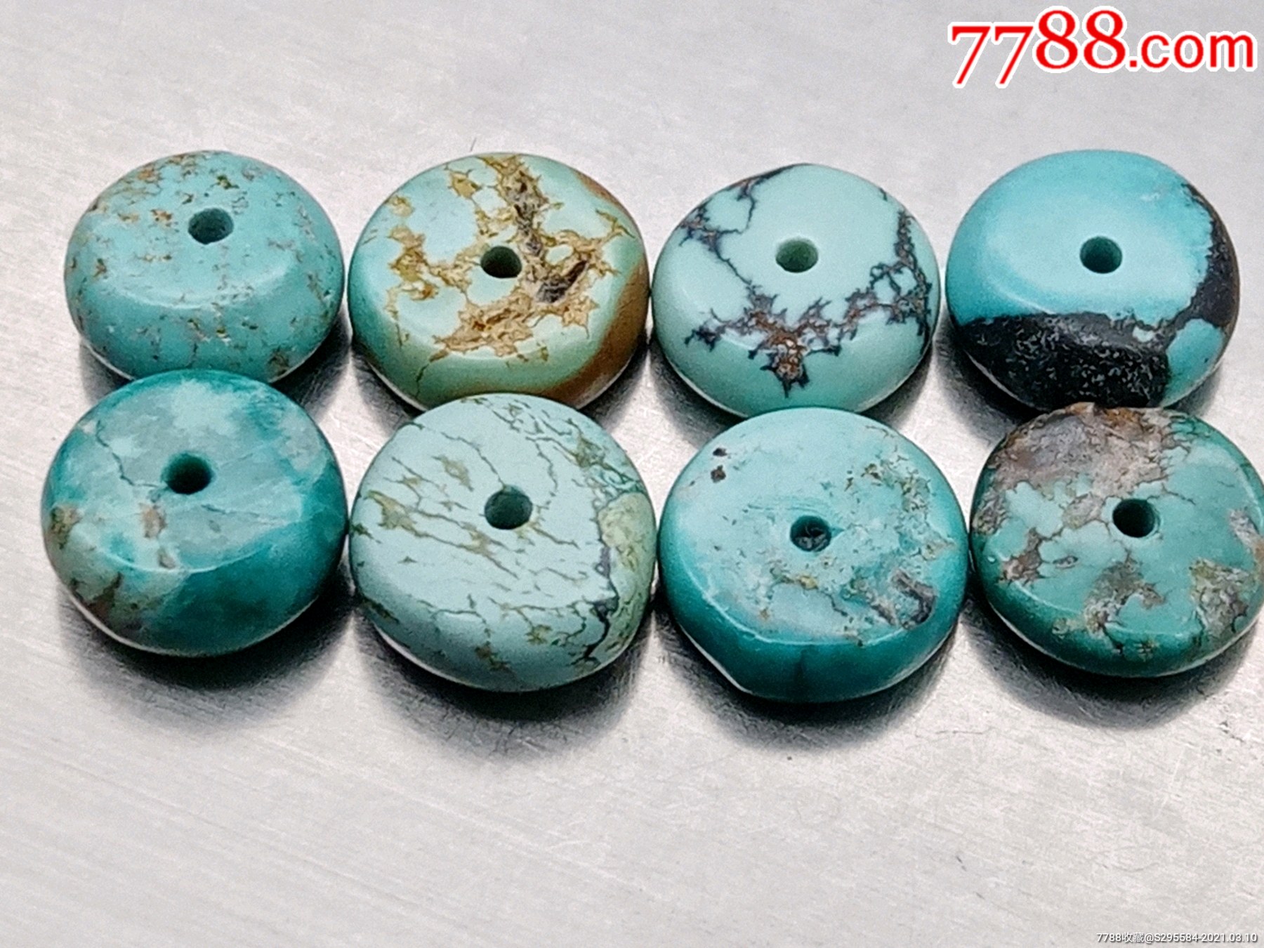 纯天然绿松石高瓷蓝隔片一组