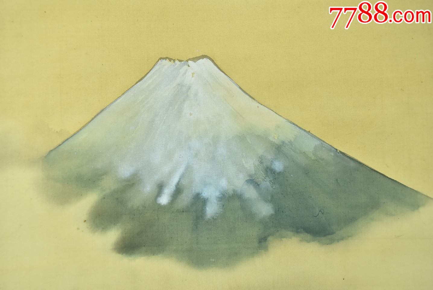 (vh3038)絹本手繪《彩色富士山景圖》裝裱立軸畫一幅