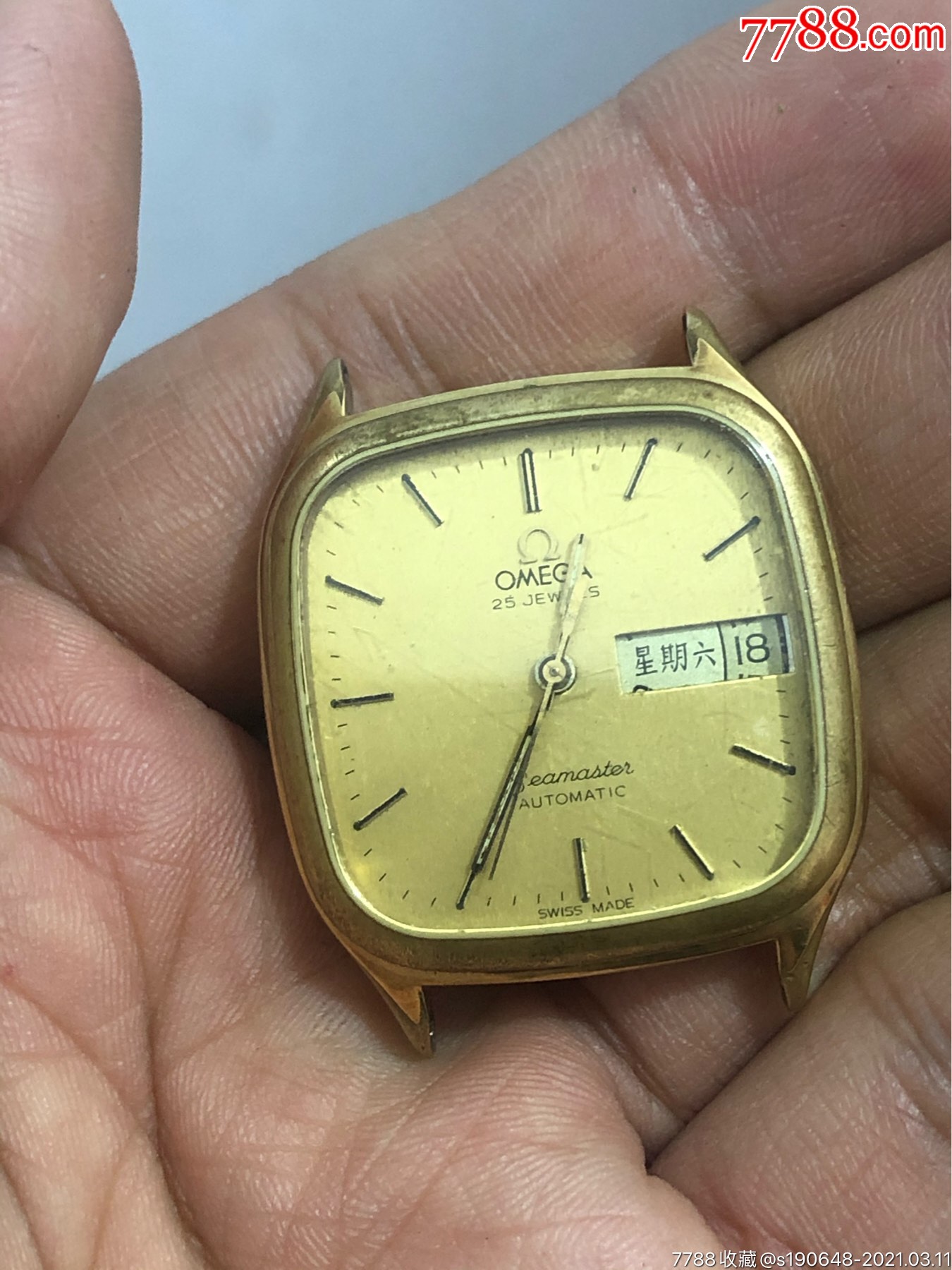 欧米茄海马包金自动机械表