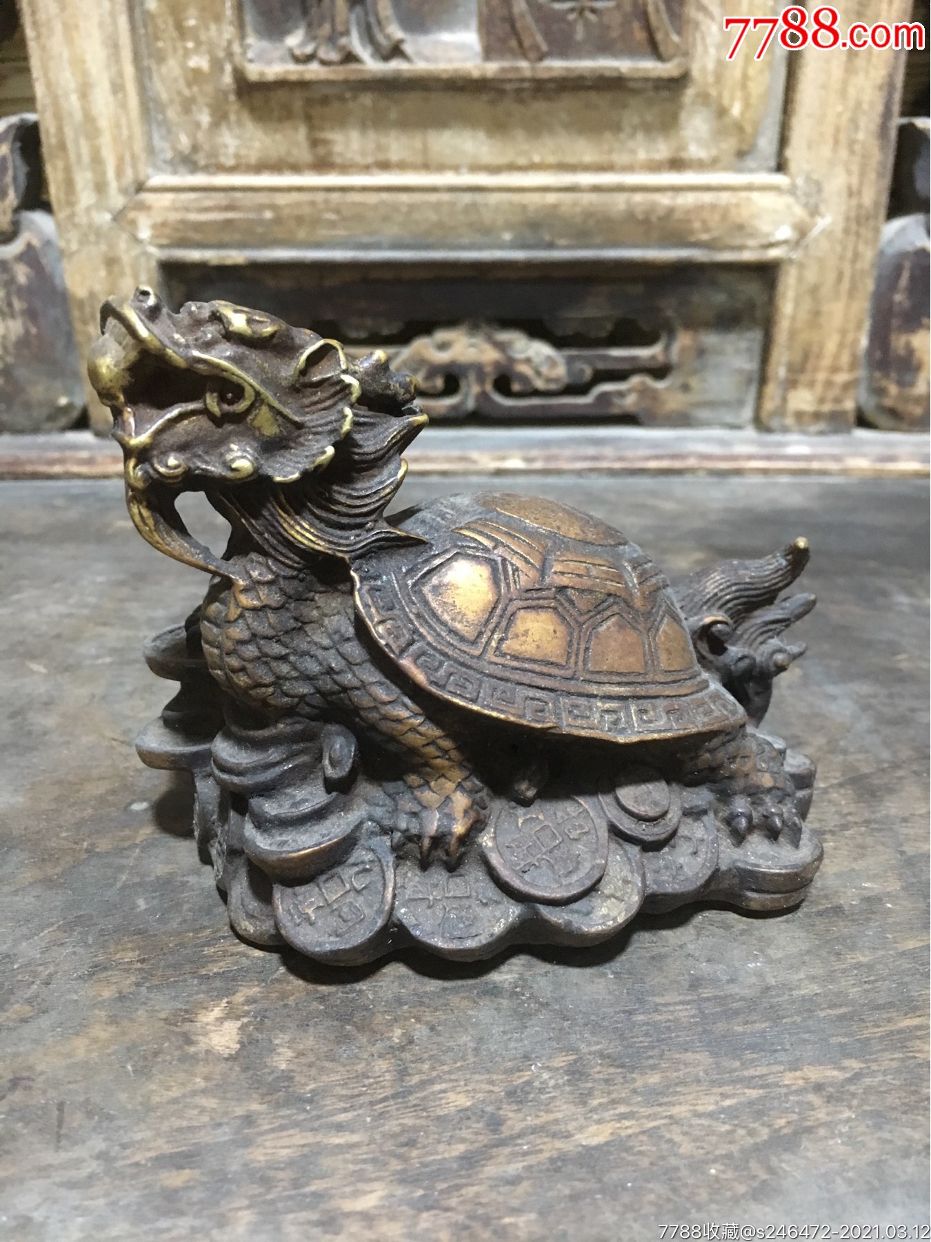 铜制龙龟摆件茶宠