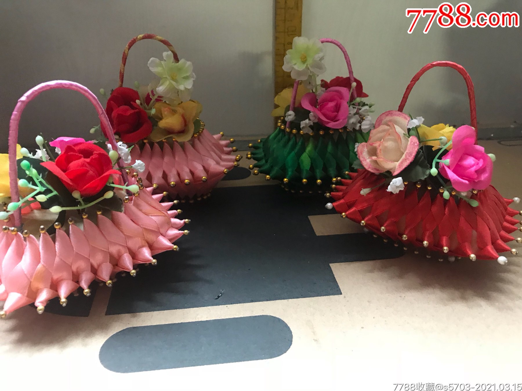 早期三笑香皂手工编织香皂盒