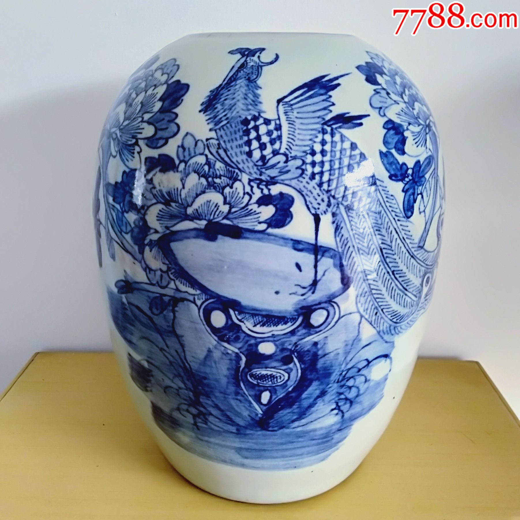 清代青花画鸟冬瓜大罐_青花瓷_配件图片_收藏价格_7788钟表收藏