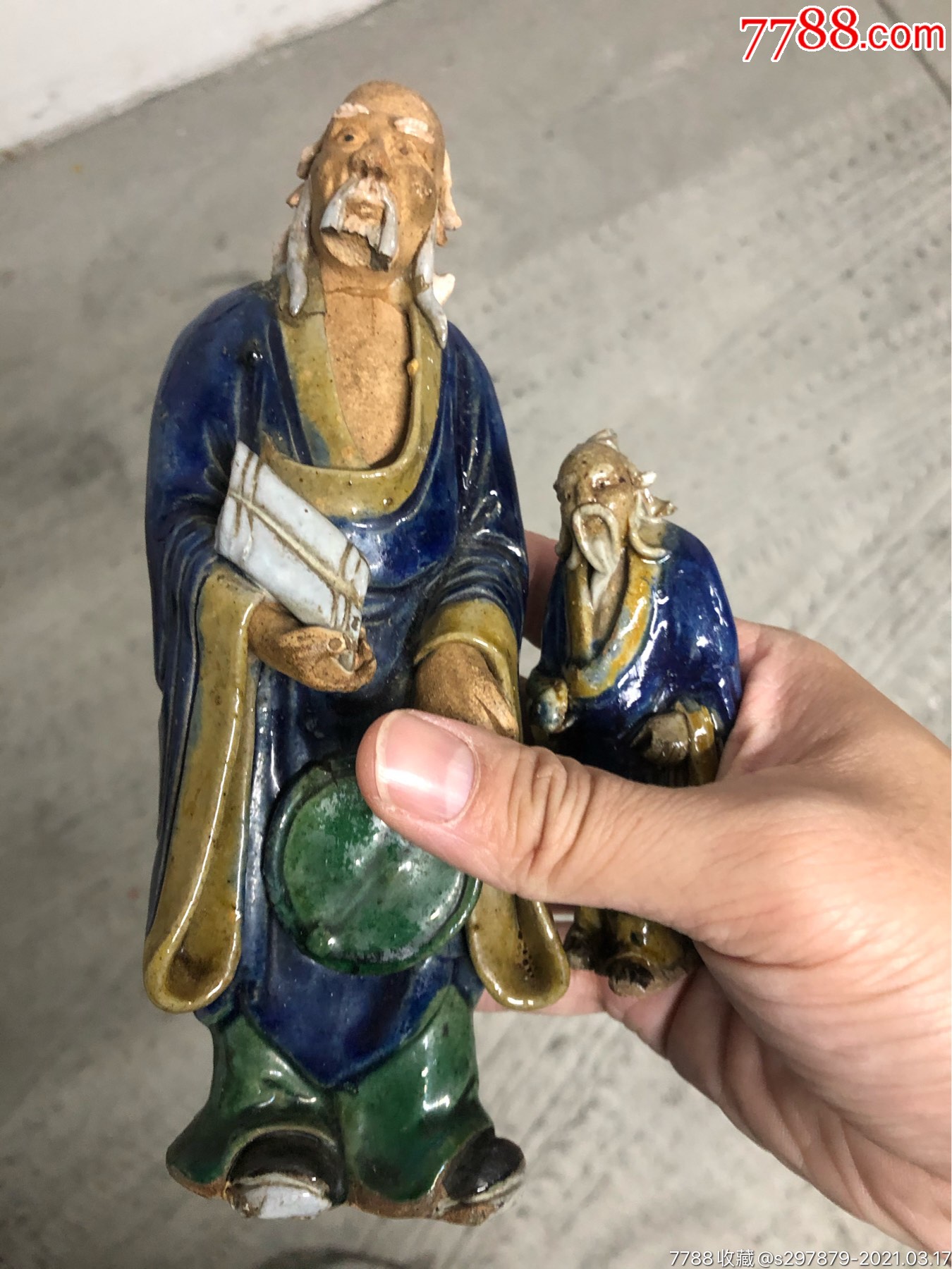 民国石湾公仔一对,有大有细