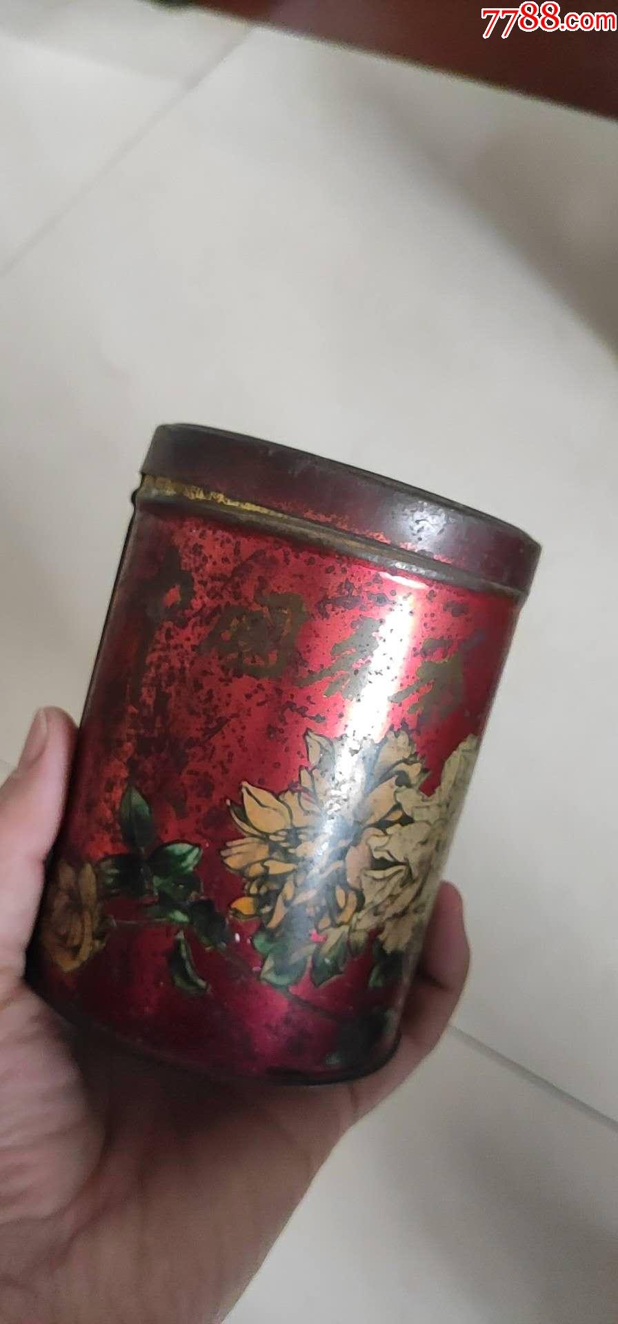 中国名茶猫花图案茶叶铁桶