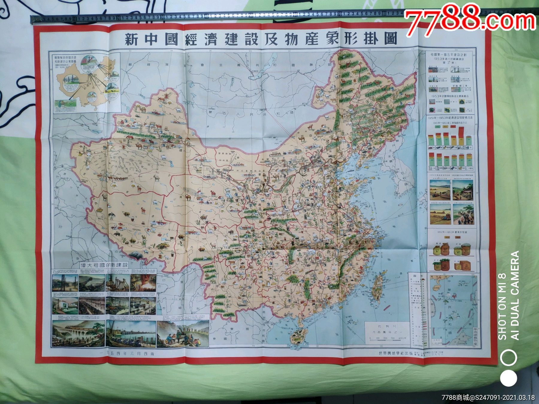1954年新中国经济建设及物产象形挂图,尺寸104*76
