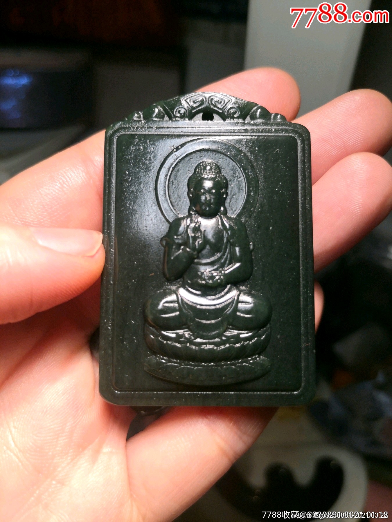 和田玉黑青玉菩萨牌_价格120元_第1张