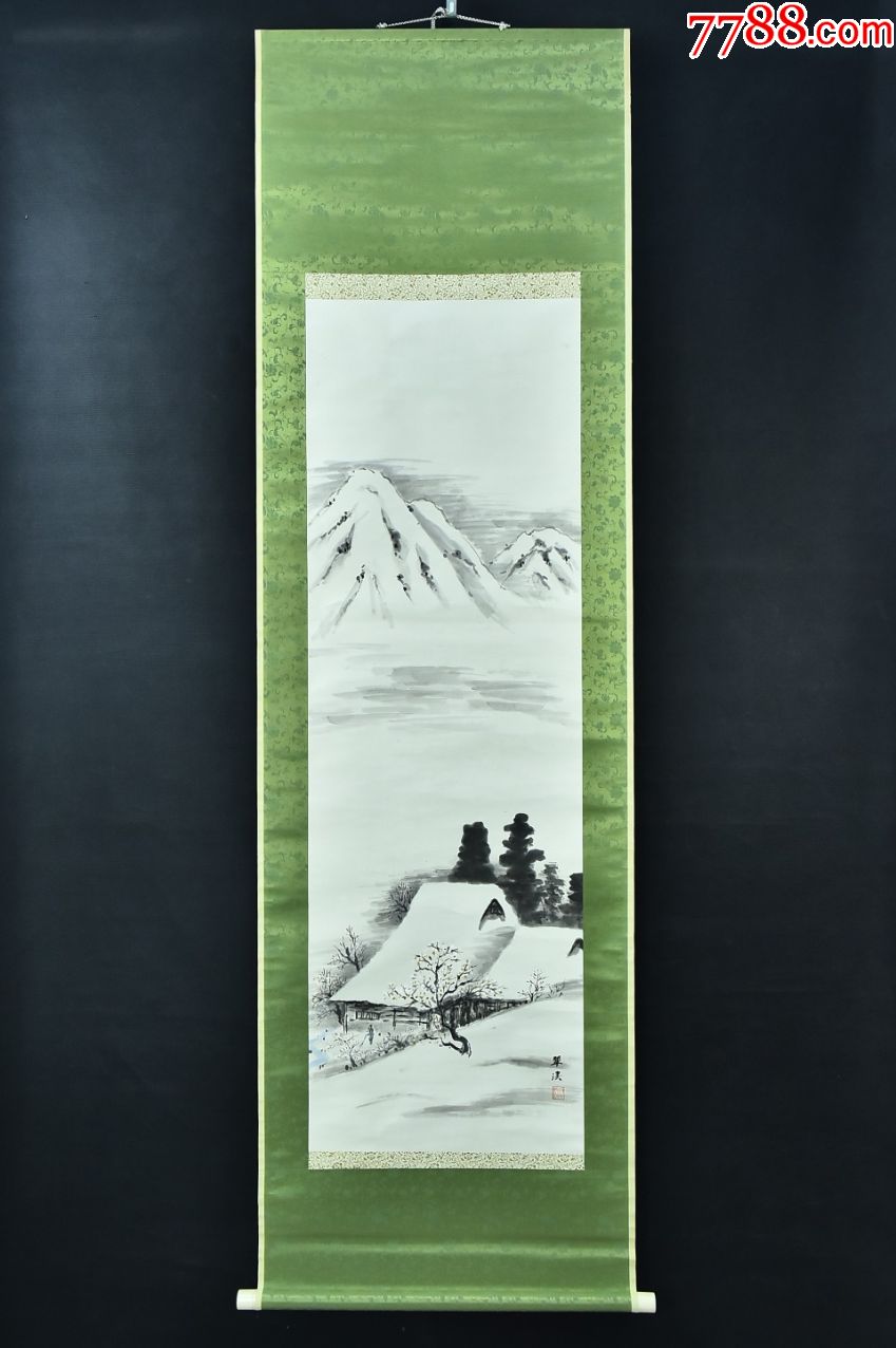 (vh3828)翠溪笔纸本手绘《冬景图》装裱立轴画一幅