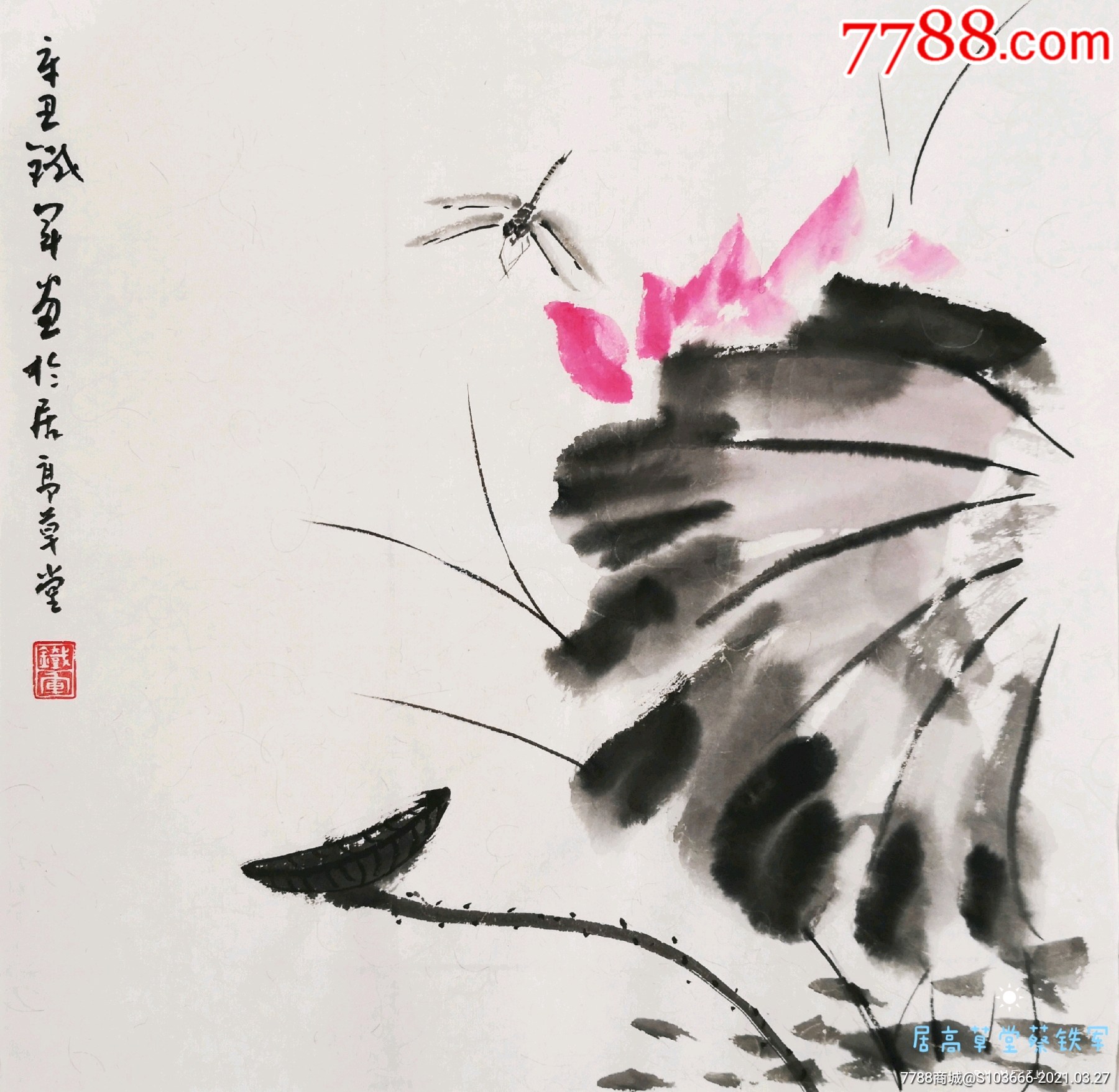 荷花蜻蜓-价格:80元-au25919218-花鸟国画原作 -加价-7788收藏__收藏
