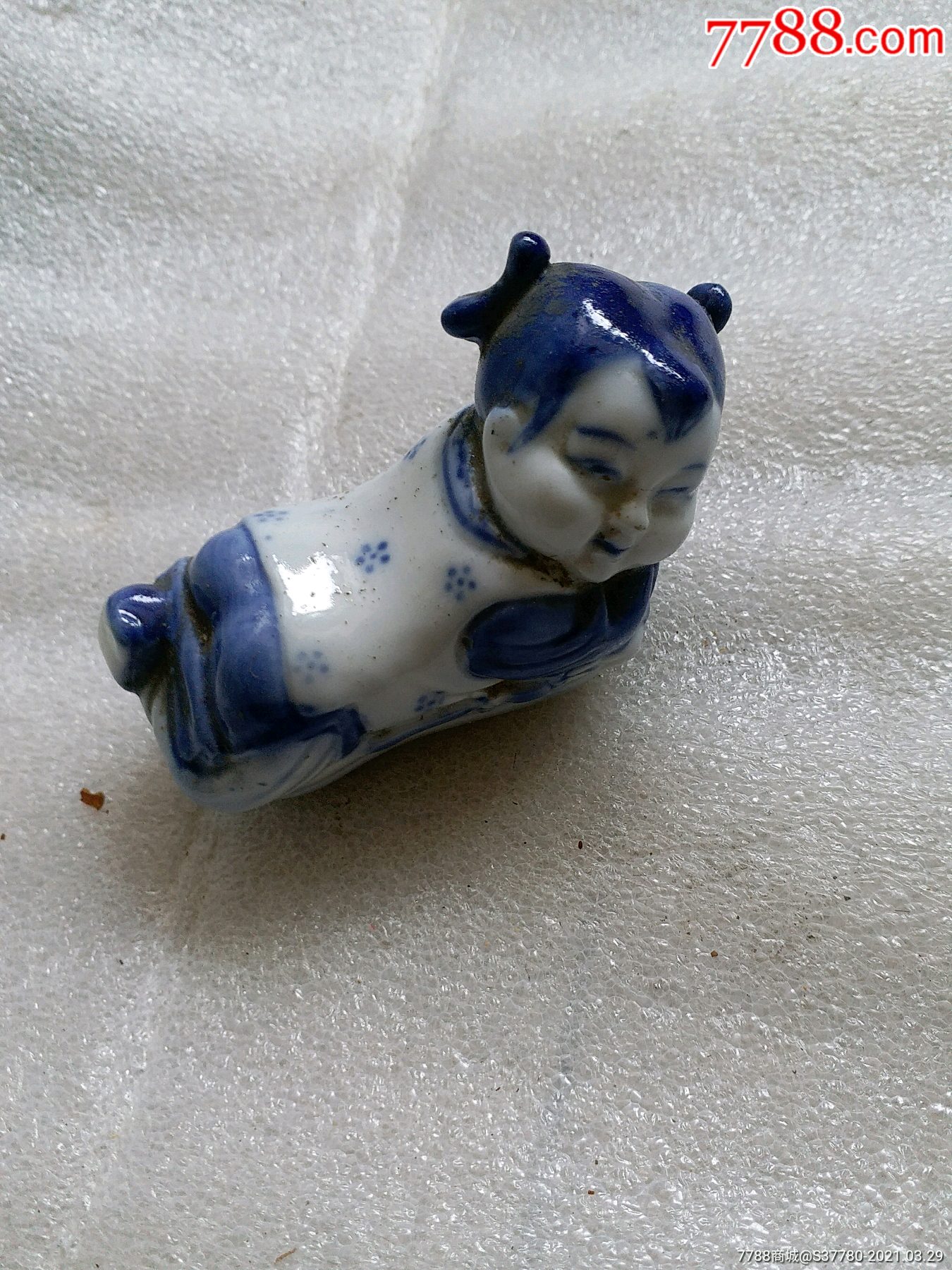 瓷枕青花瓷人物瓷枕无磕碰