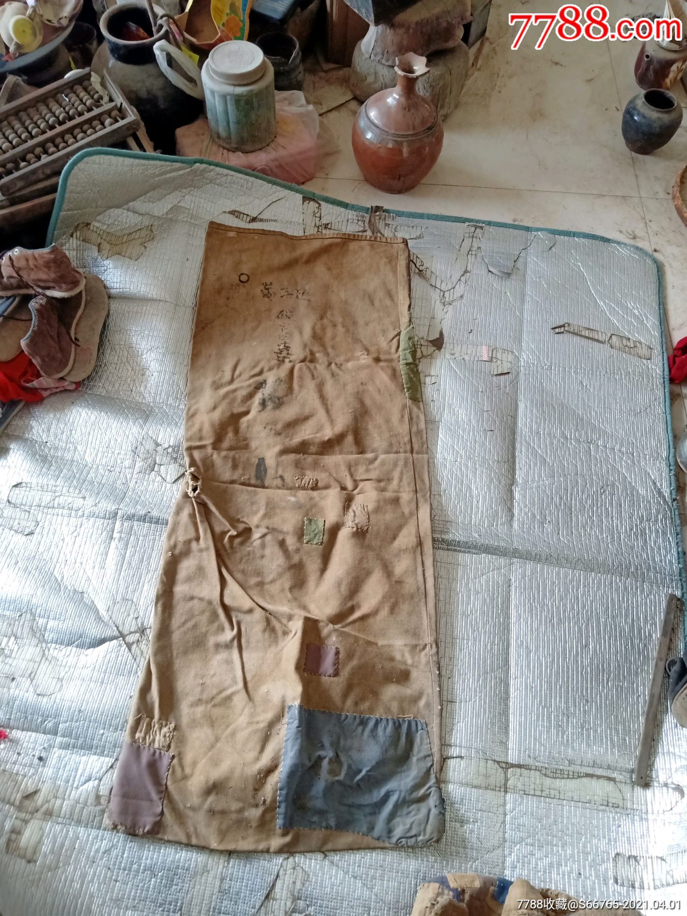 怀旧老手工补丁帆布口袋