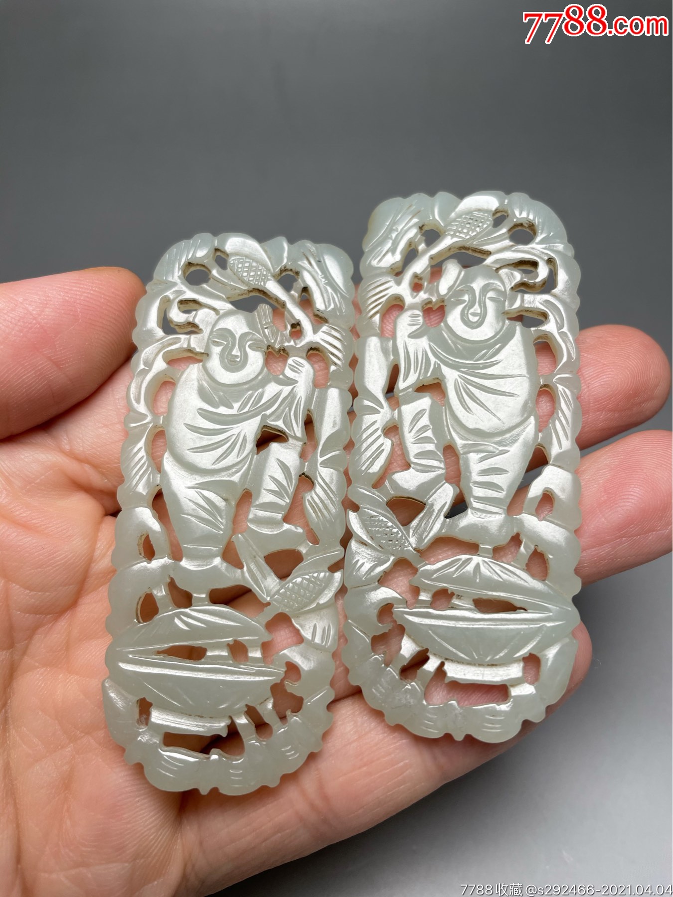 【惠让】回流和田和合二仙玉佩一对