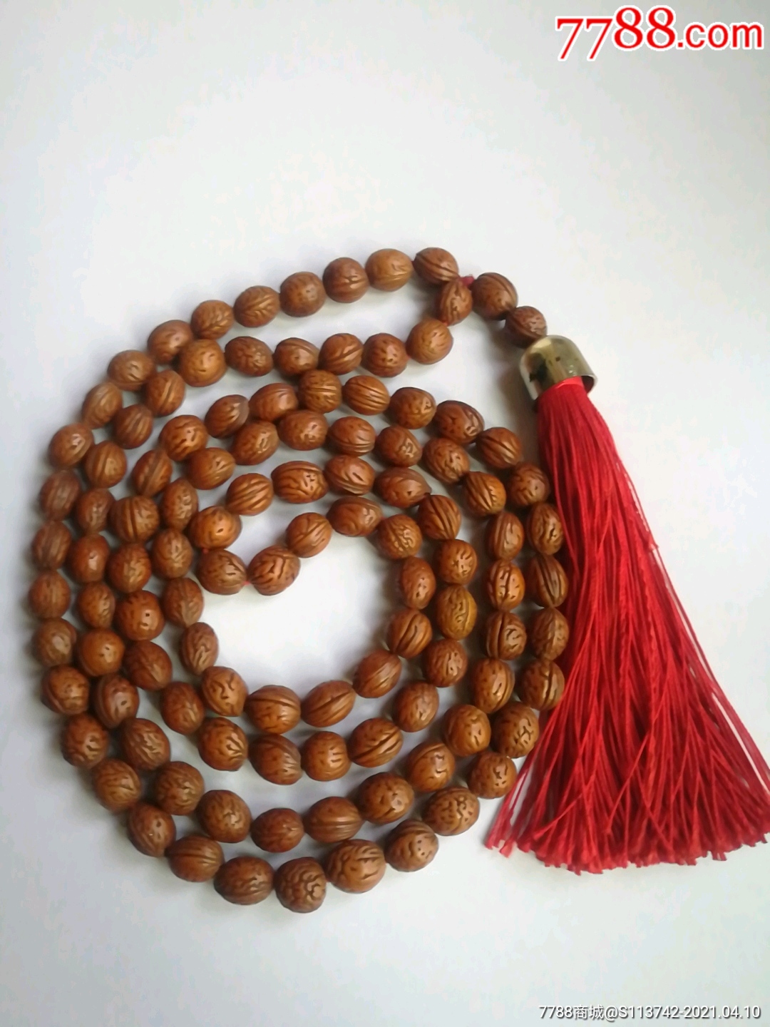 野生桃核1mmx108颗原核佛珠1盘-核桃雕-7788文玩