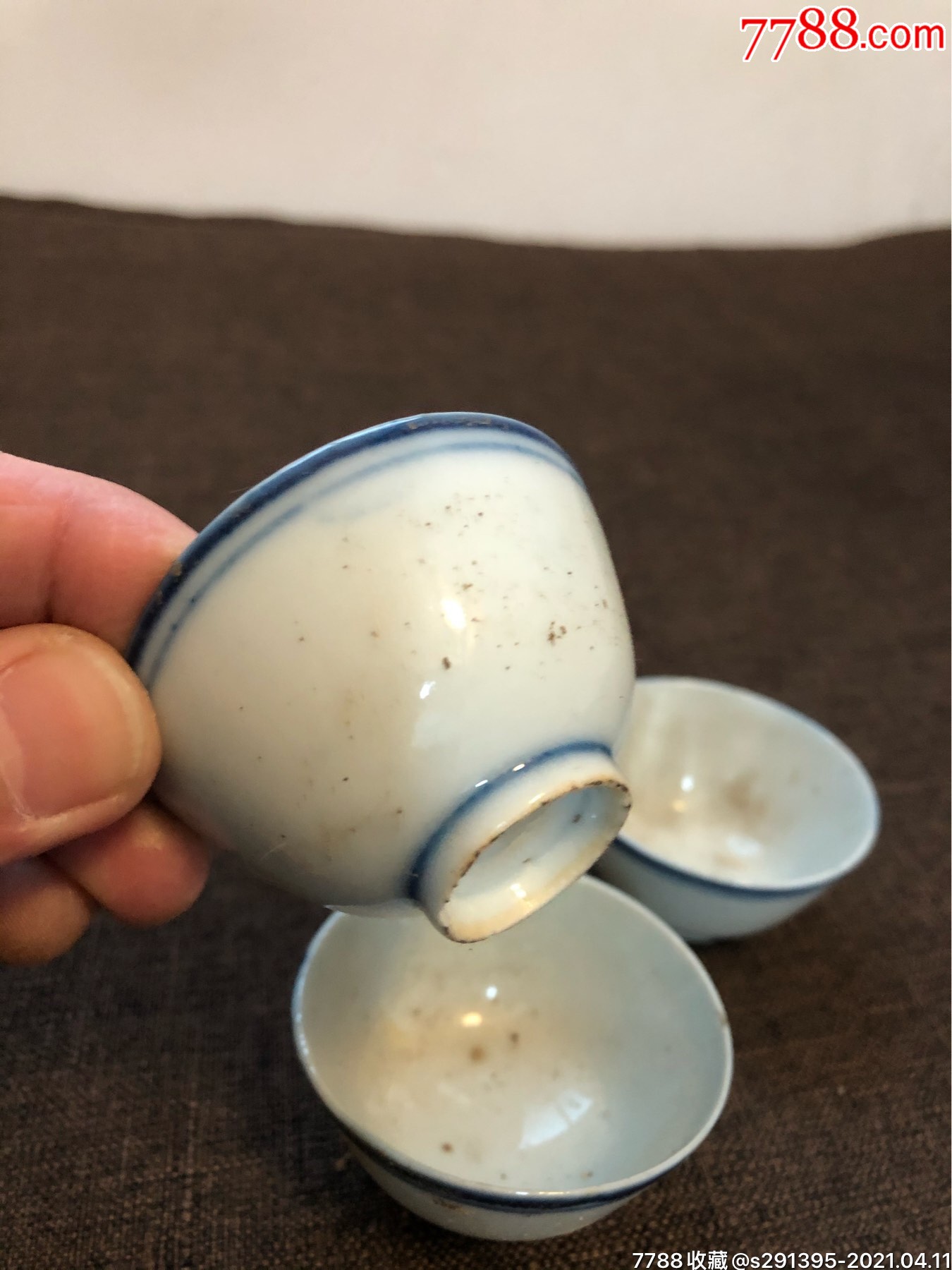 青花小酒盅3个