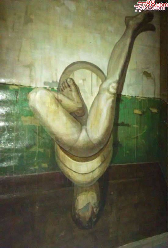 *少见大幅布面人体老油画-"抽象男人体",148×100cm