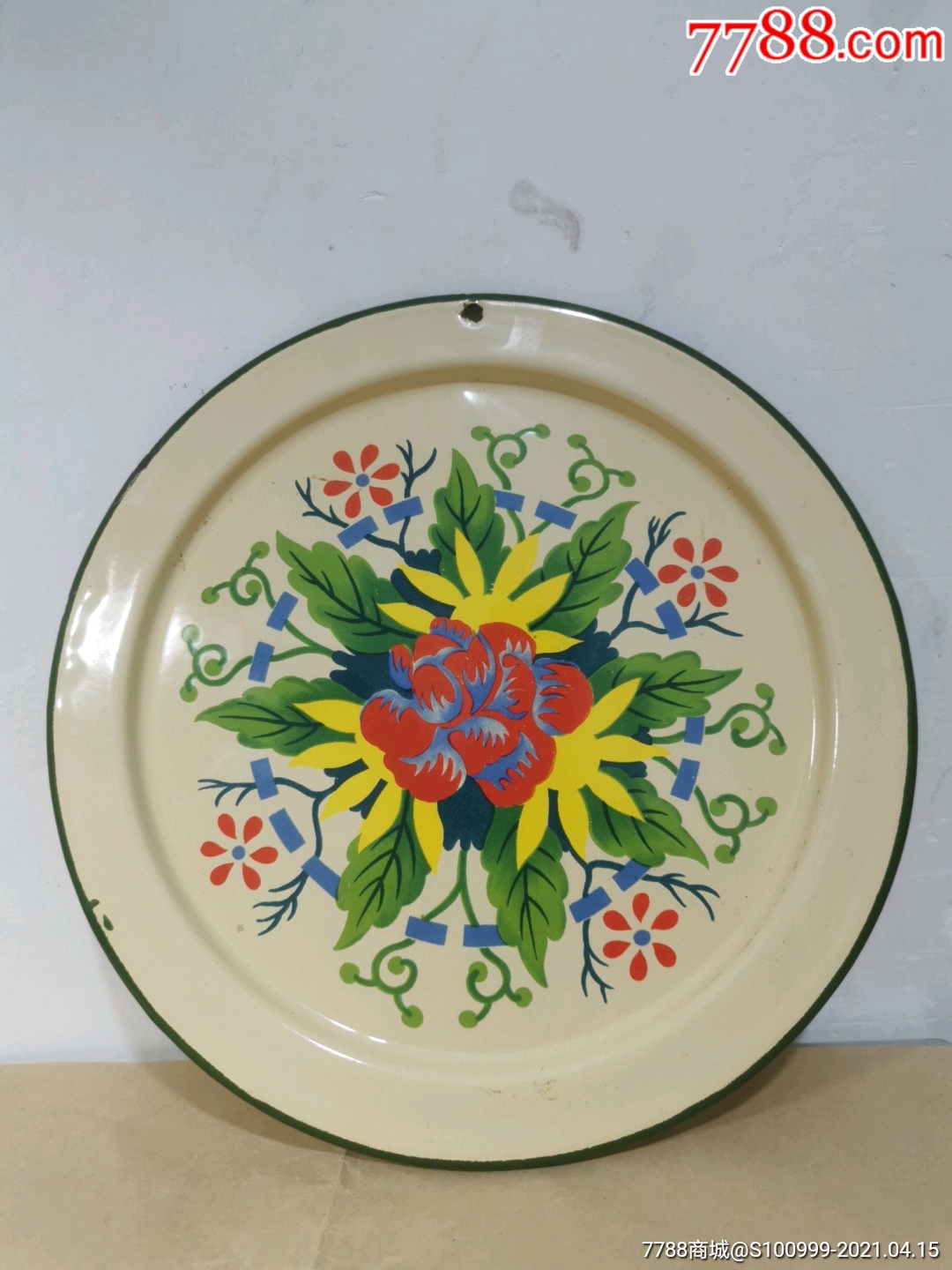 彩色花卉图案搪瓷盘挂盘关注本店其他热拍藏品