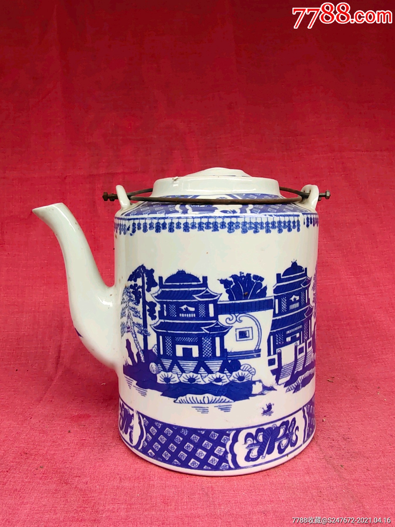 解放初山水青花壶-价格:40元-au26133817-青花瓷 -加价-7788收藏