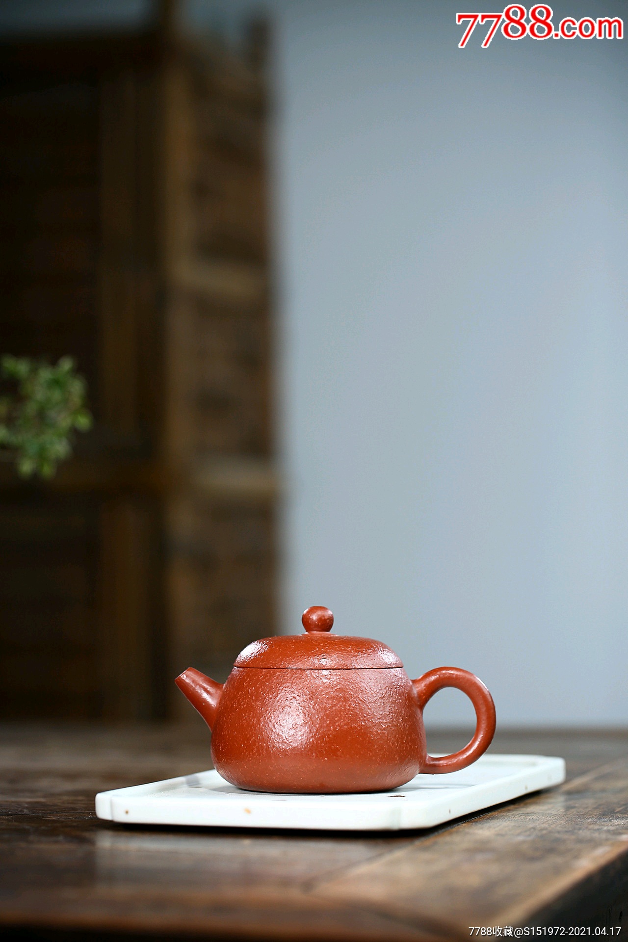 宜兴紫砂手工原矿鱼籽朱泥玉碗壶