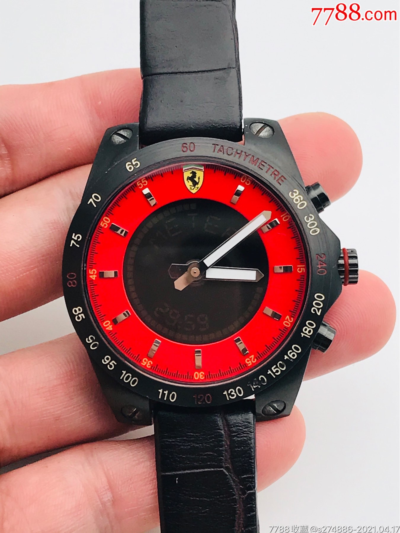 (全新)意大利法拉利双显数字时针多功能石英表