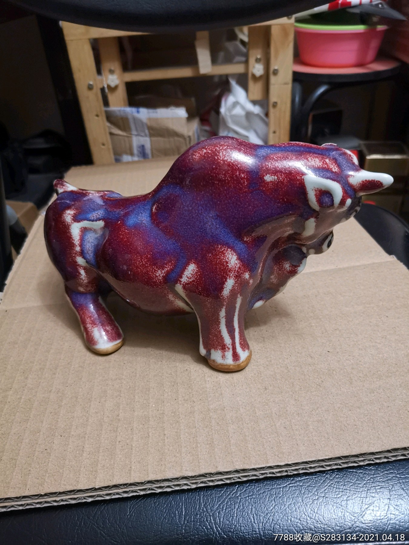 早期老钧瓷牛,具体看图和描述,包老包真