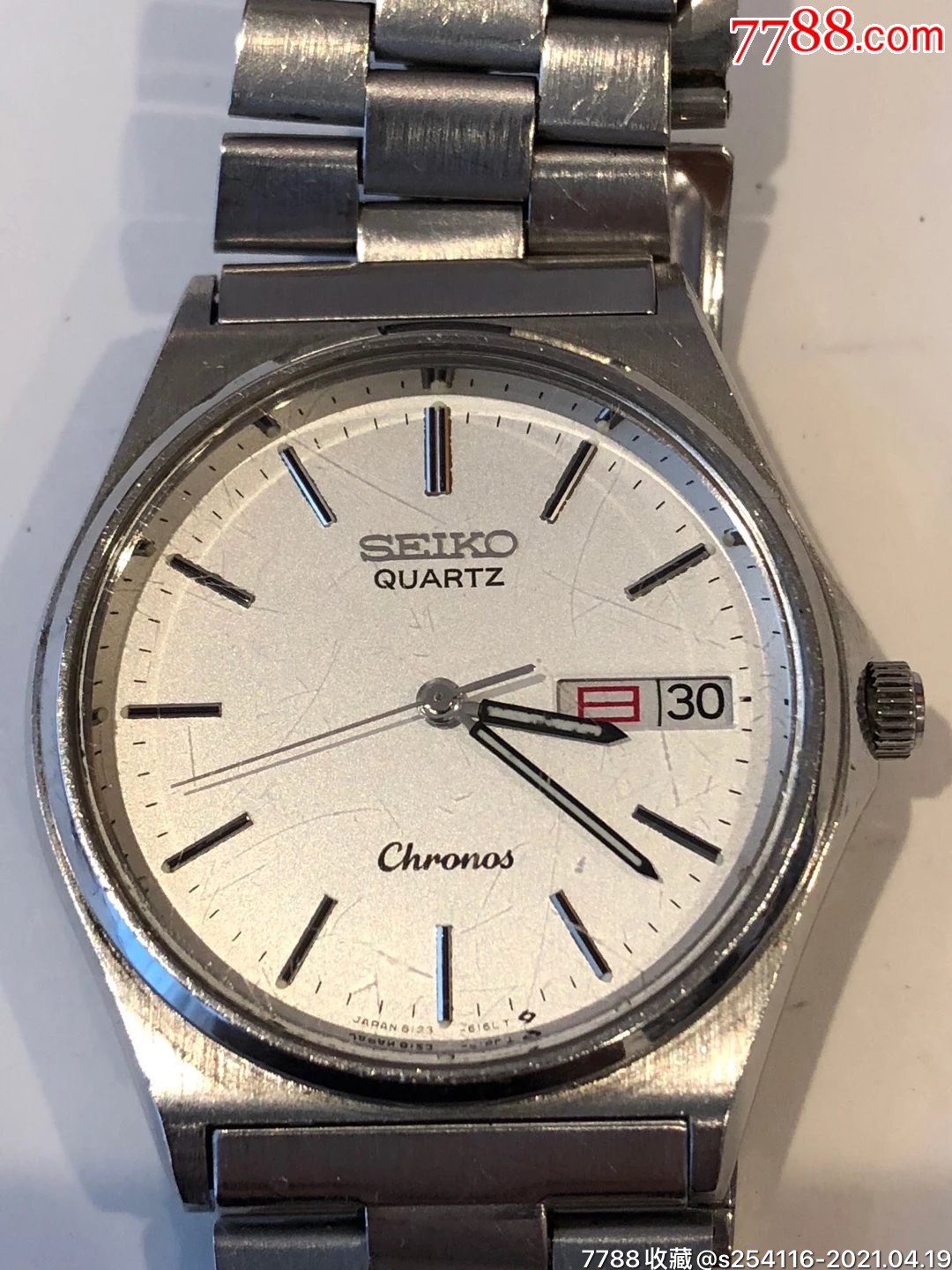 日本原装正品精工石英男表直径33mm厚85mm双历chronos系列带长18c