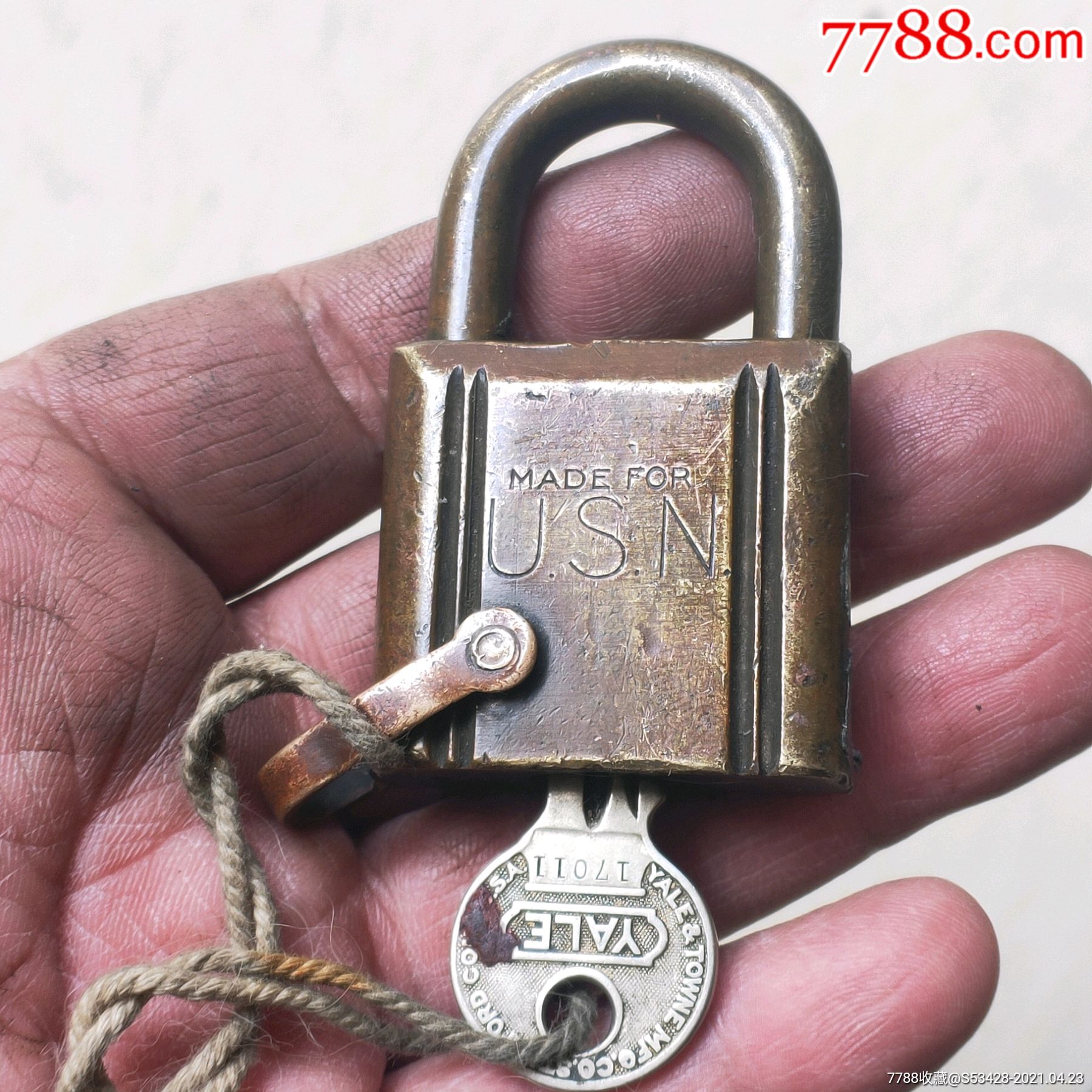耶鲁yale牌老铜锁~美海军_铜锁/铜钥匙_及古堂【7788香水瓶】
